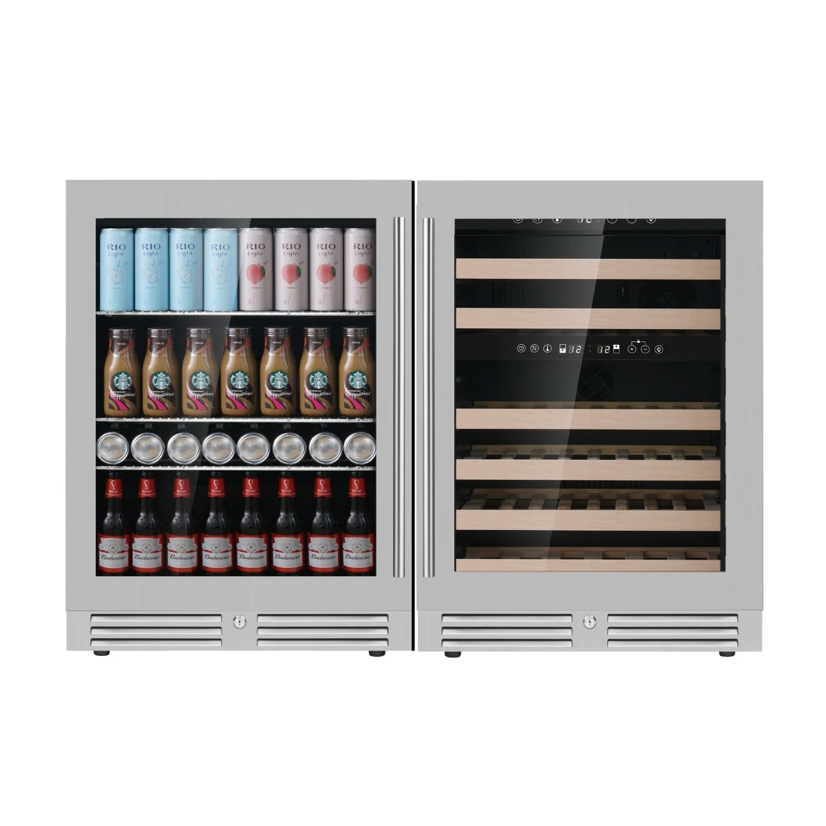 KingsBottle 48" Ultimate Under-Bench Wine & Bar Refrigerator Combo (3-Zone Cooling)