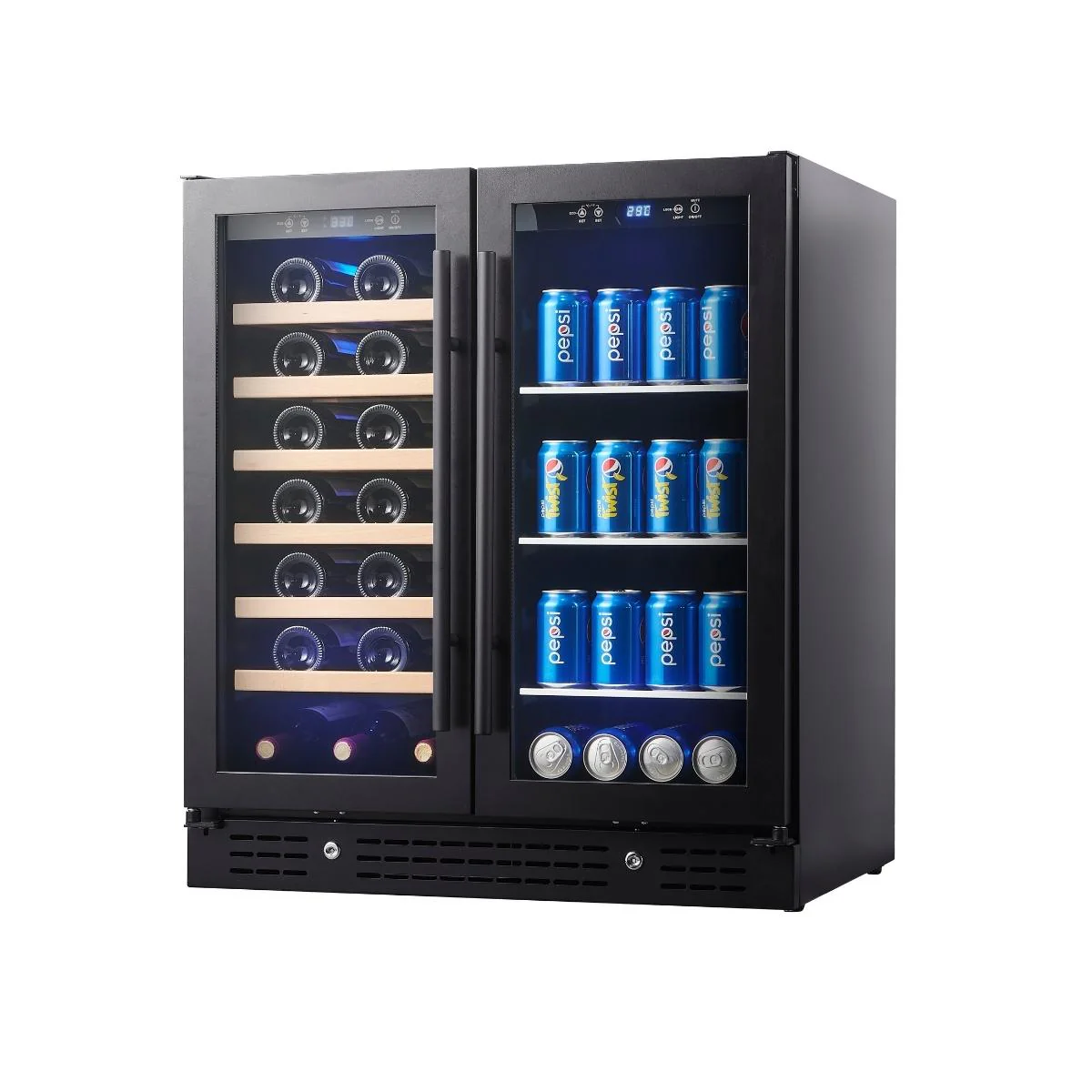 KingsBottle 30" Beer & Wine Cooler Combo – Dual Zone, Low-E Glass Door