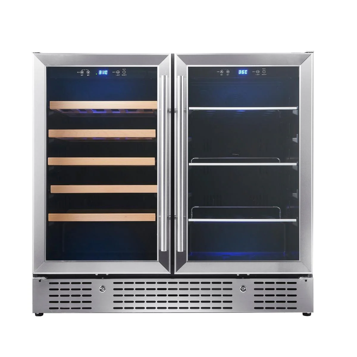 KingsBottle 36-Inch Beer and Wine Cooler Combo – Dual Zone, Premium Glass Door