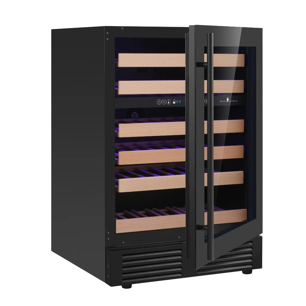 KingsBottle 24‑Inch Dual‑Zone Under‑Counter Wine Cooler with Low‑E Glass Door