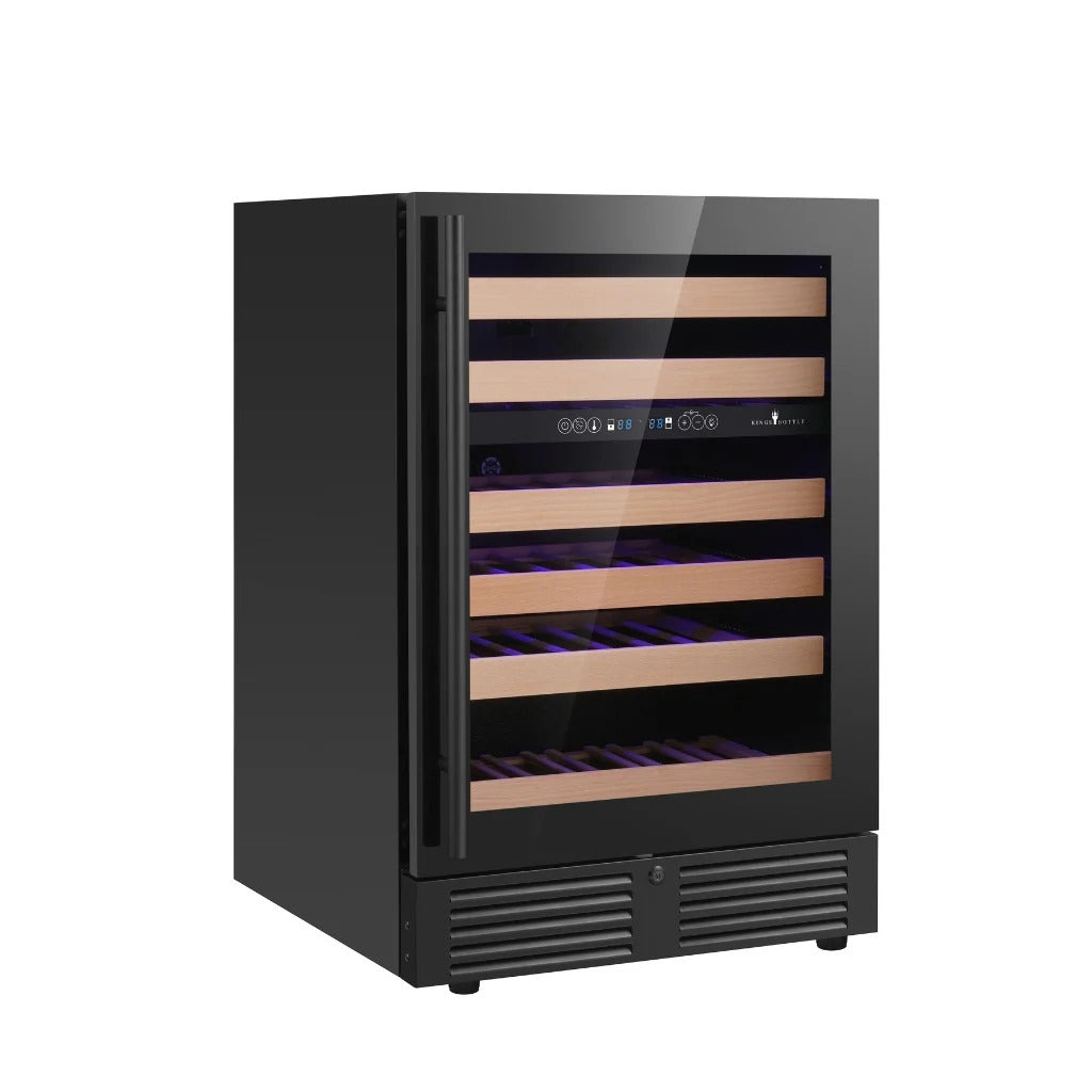 KingsBottle 24‑Inch Dual‑Zone Under‑Counter Wine Cooler with Low‑E Glass Door