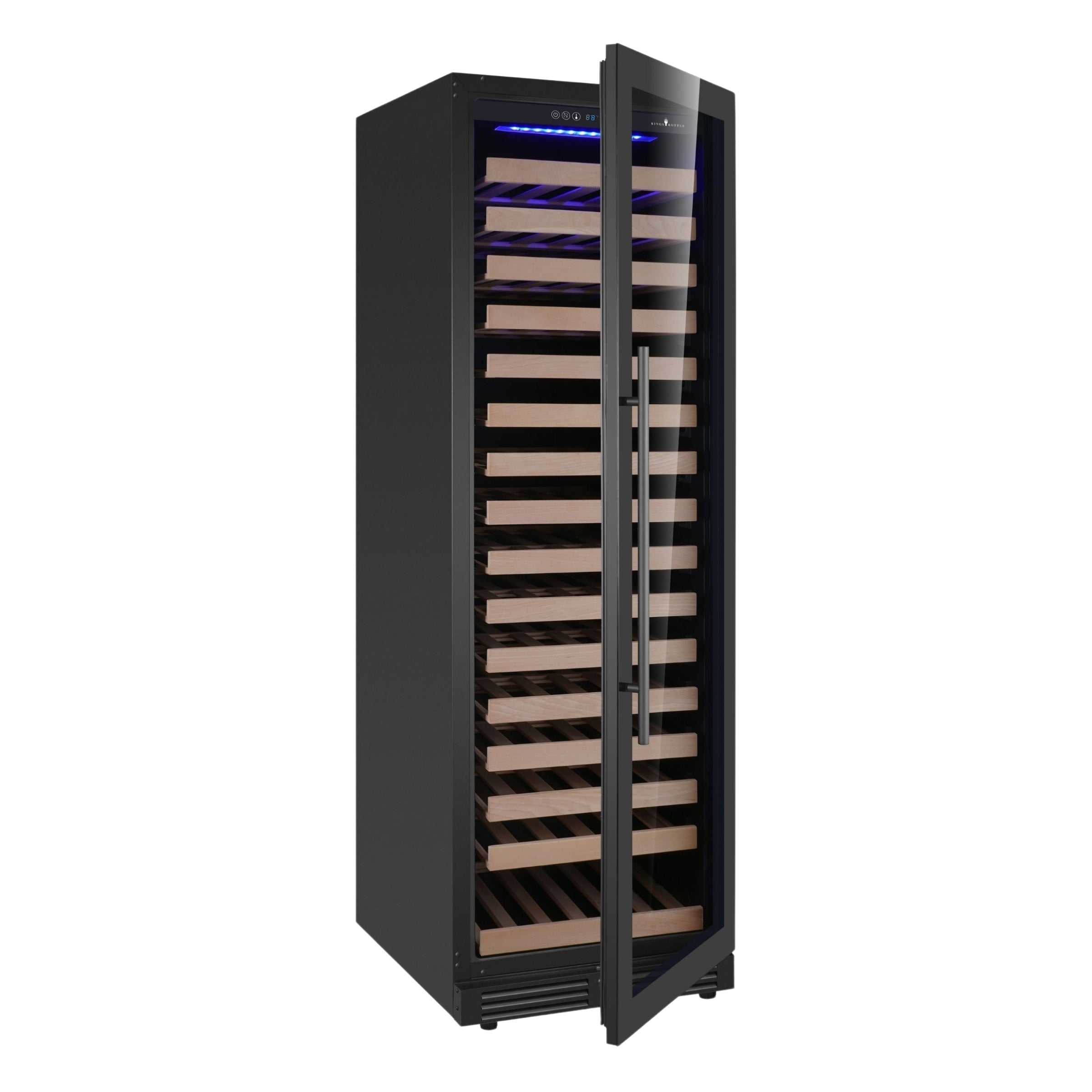 KingsBottle Upright Single‑Zone Large Wine Cooler with Low‑E Glass Door