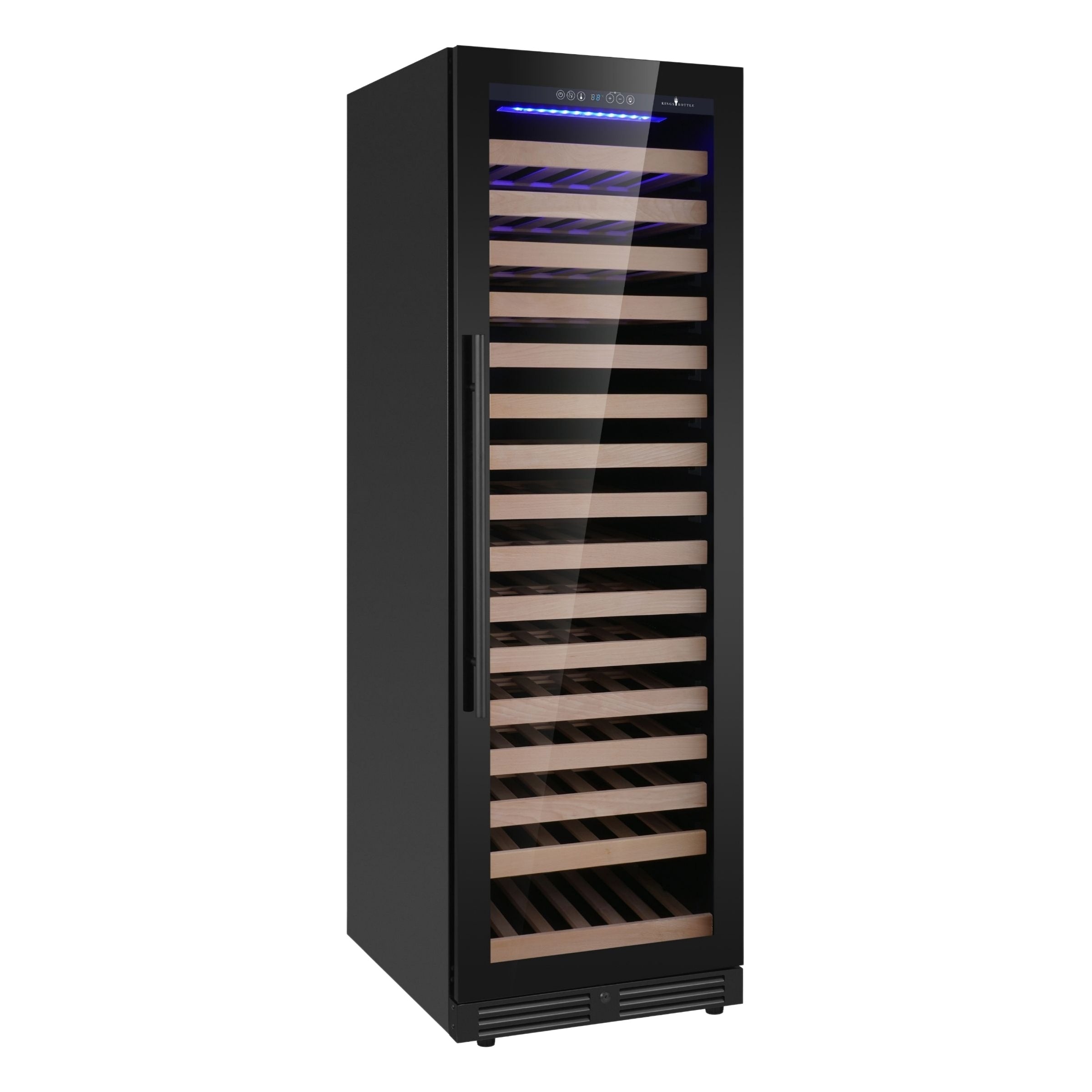 KingsBottle Upright Single‑Zone Large Wine Cooler with Low‑E Glass Door