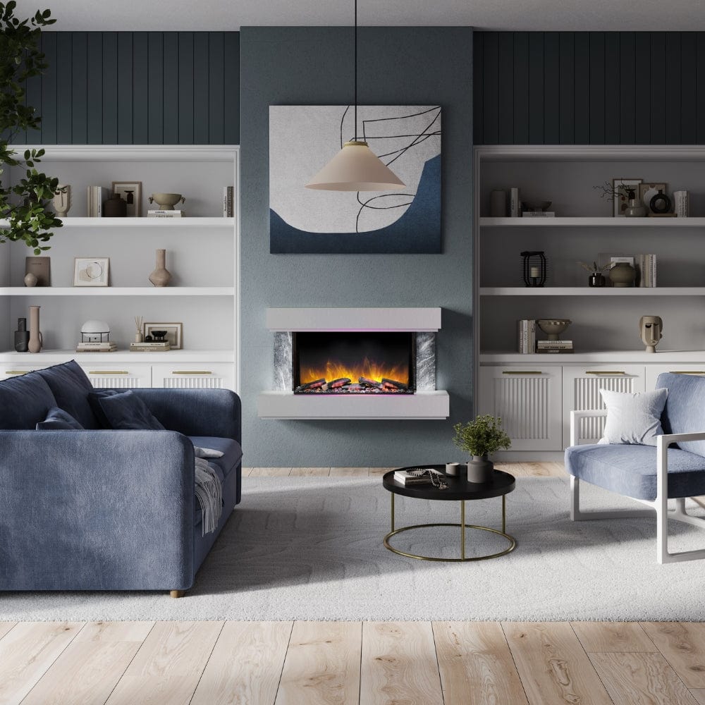 Flamerite Fires Milan Electric Fireplace with Floating Mantel