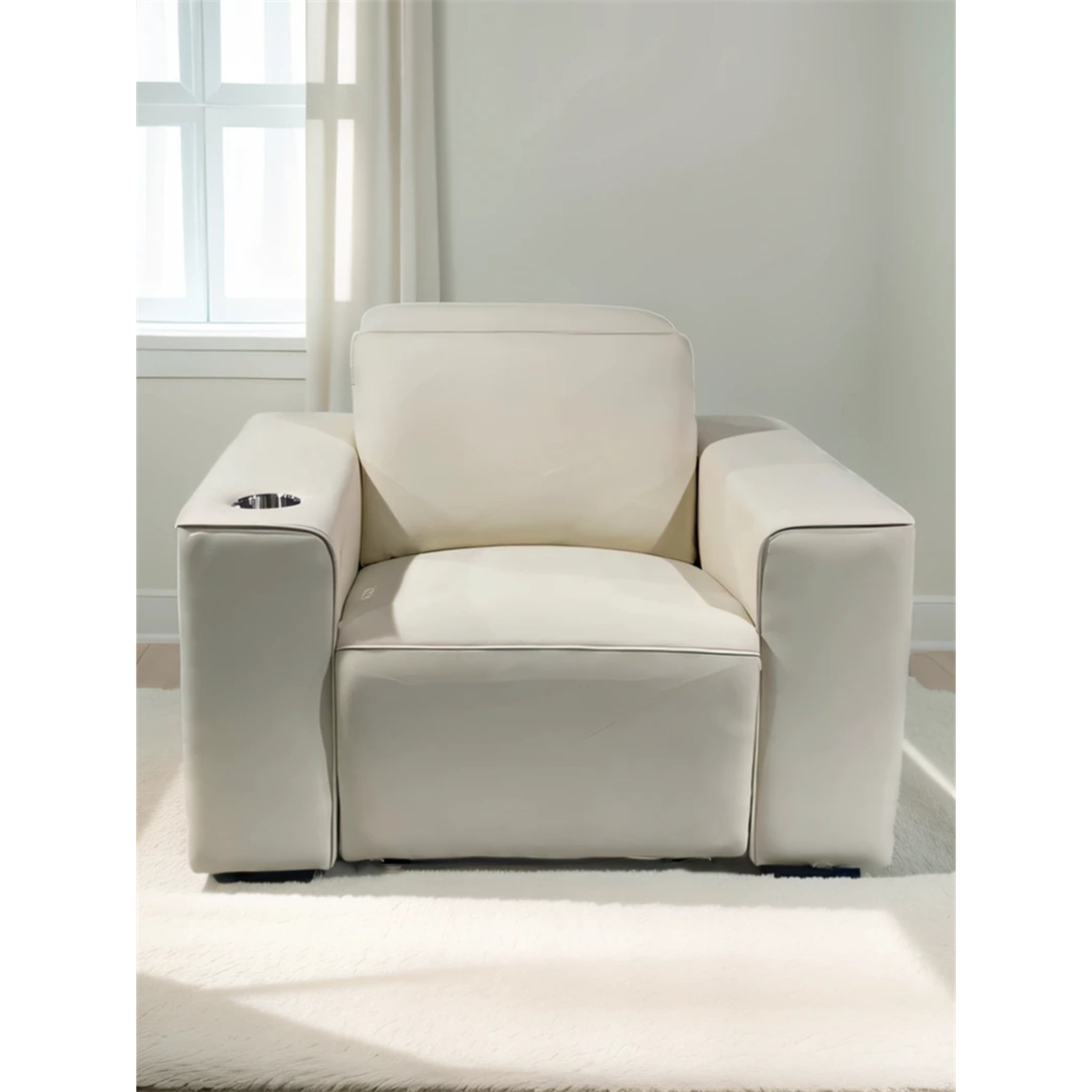 Linsen Seating LS‑6112 Leather Home Theater Sofa with Power Headrest