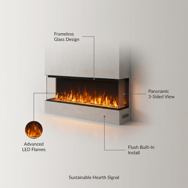 Sustainable Hearth Signal 3-Sided Linear Electric Fireplace — Lifestyle