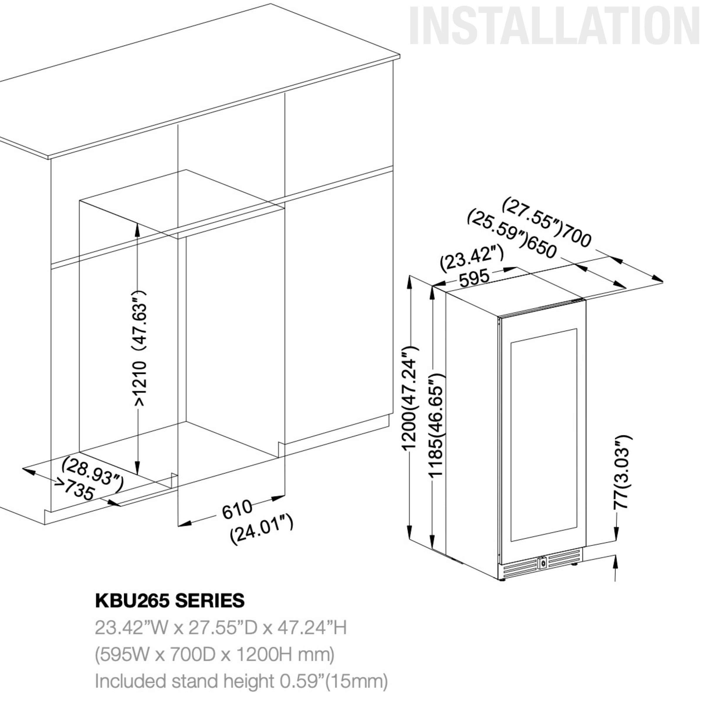KingsBottle 47‑Inch Dual‑Zone Wine Cooler with Low‑E Glass Door