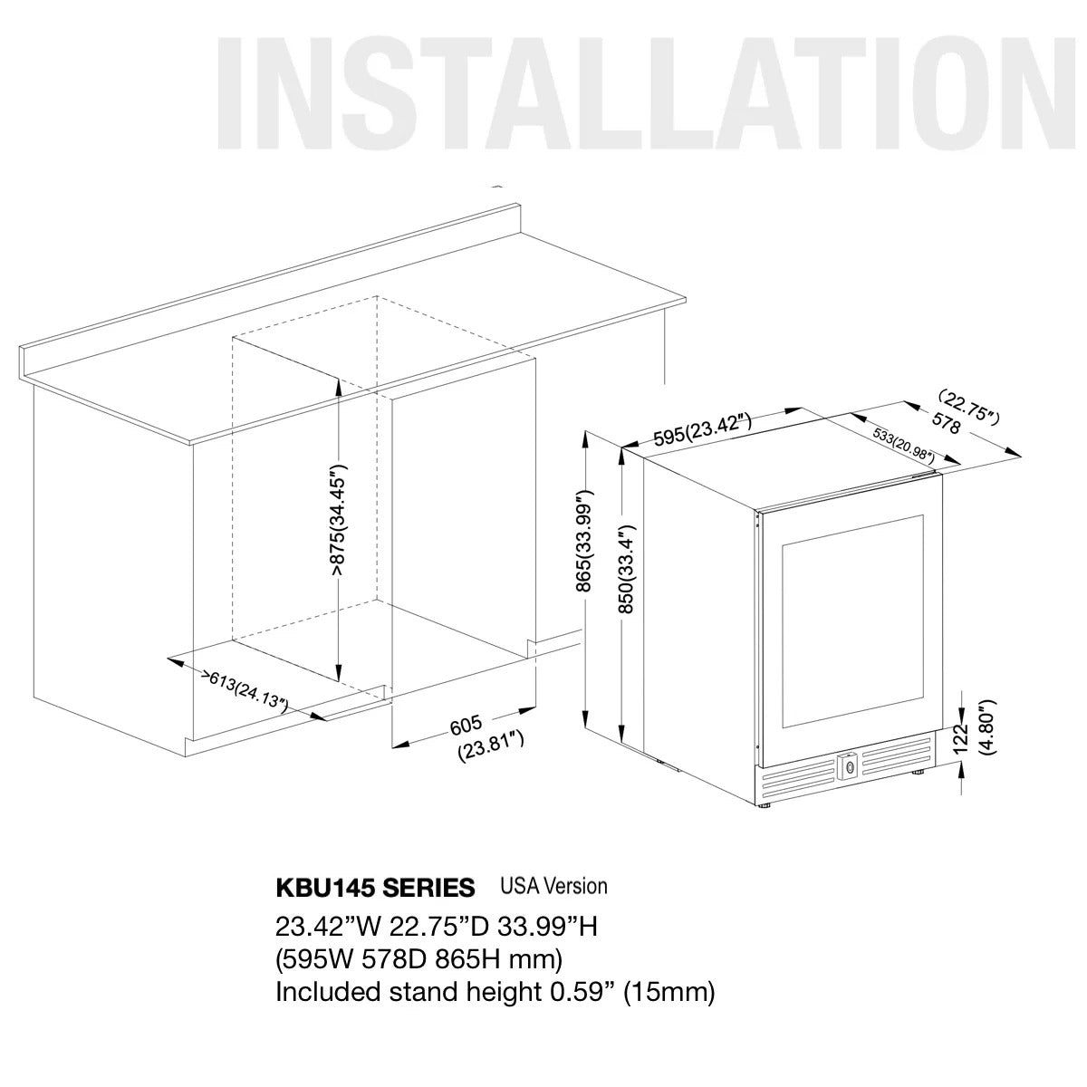 KingsBottle 24‑Inch Dual‑Zone Under‑Counter Wine Cooler with Low‑E Glass Door