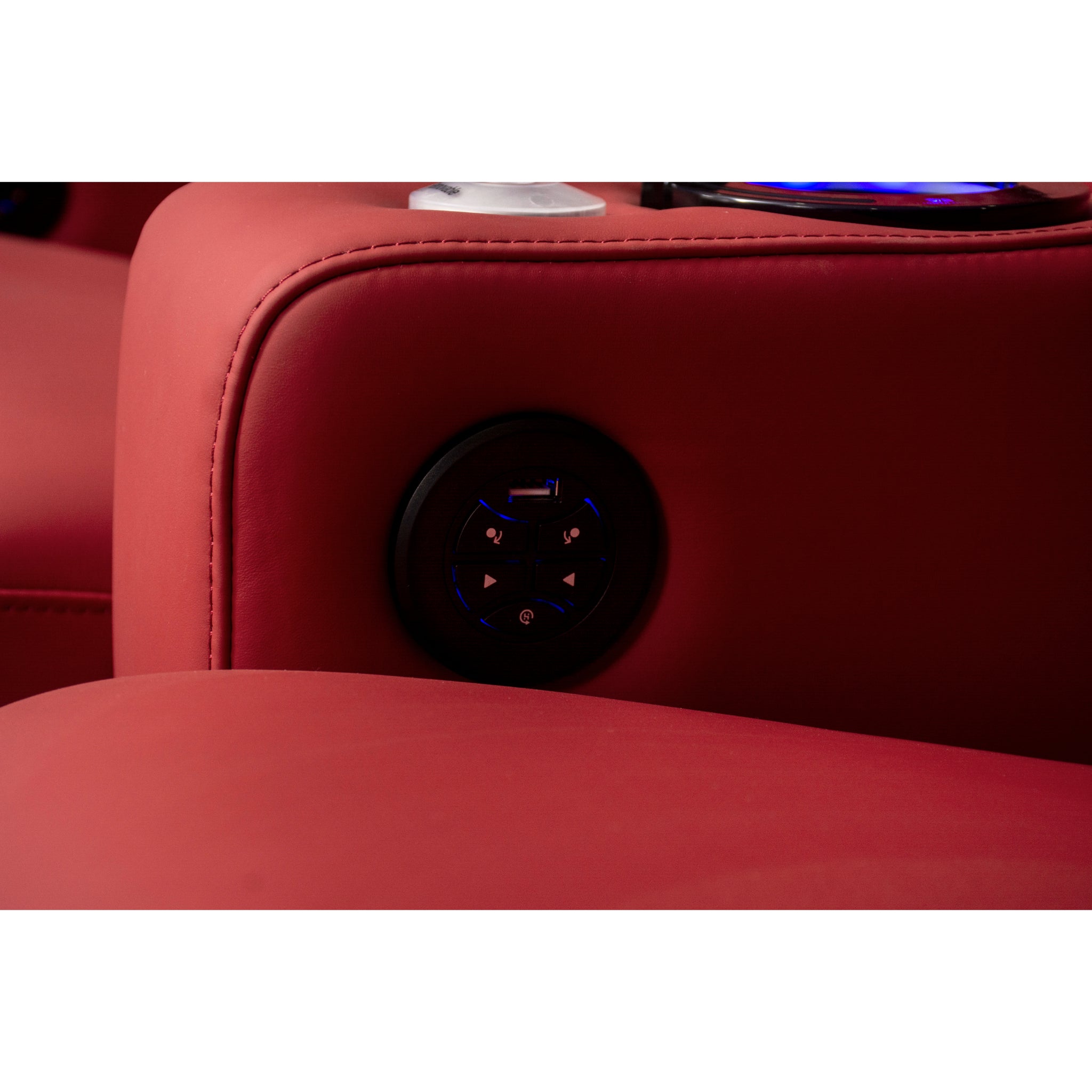 Linsen Seating LS-6102 Red Leather Electric Theater Recliner