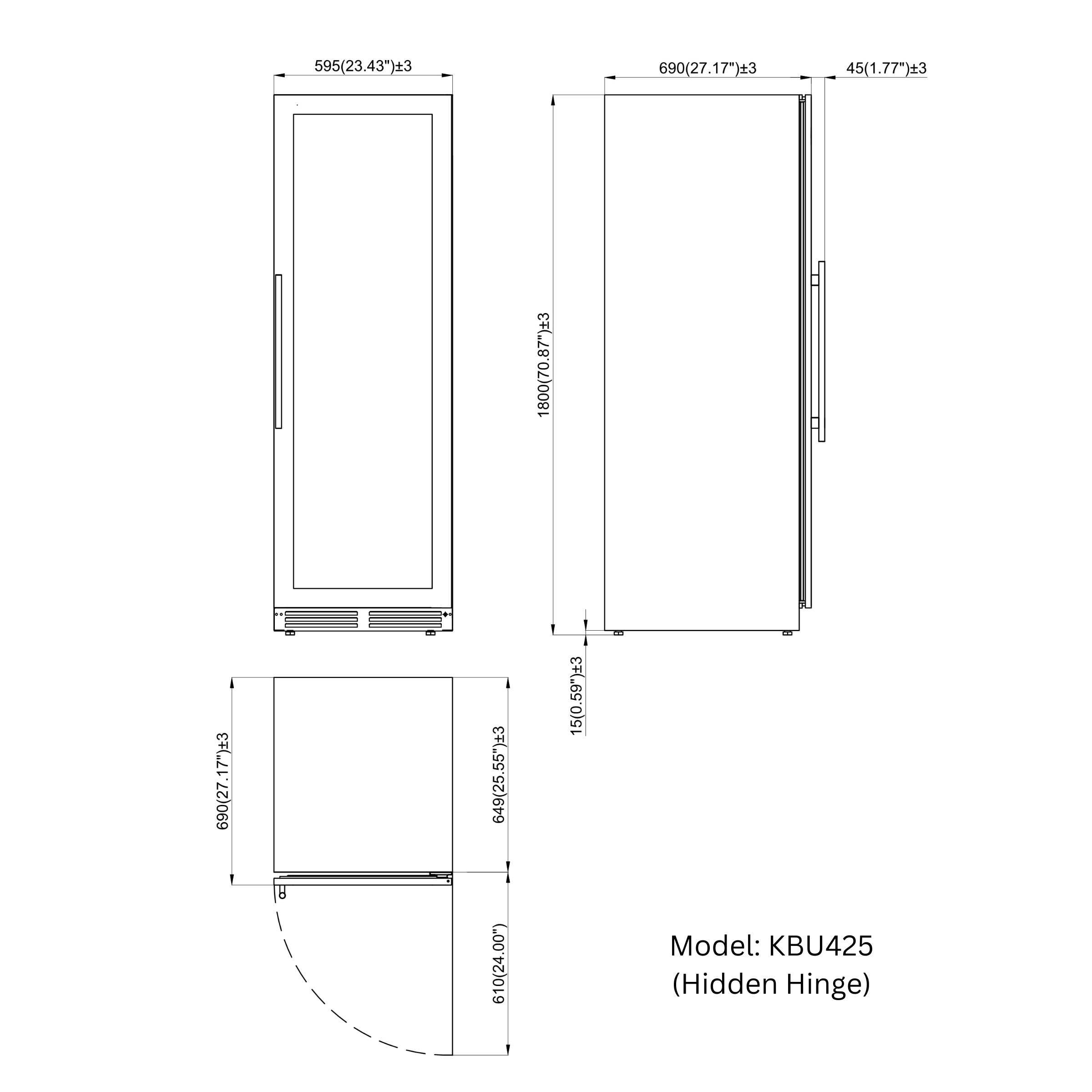 KingsBottle Upright Single‑Zone Large Wine Cooler with Low‑E Glass Door