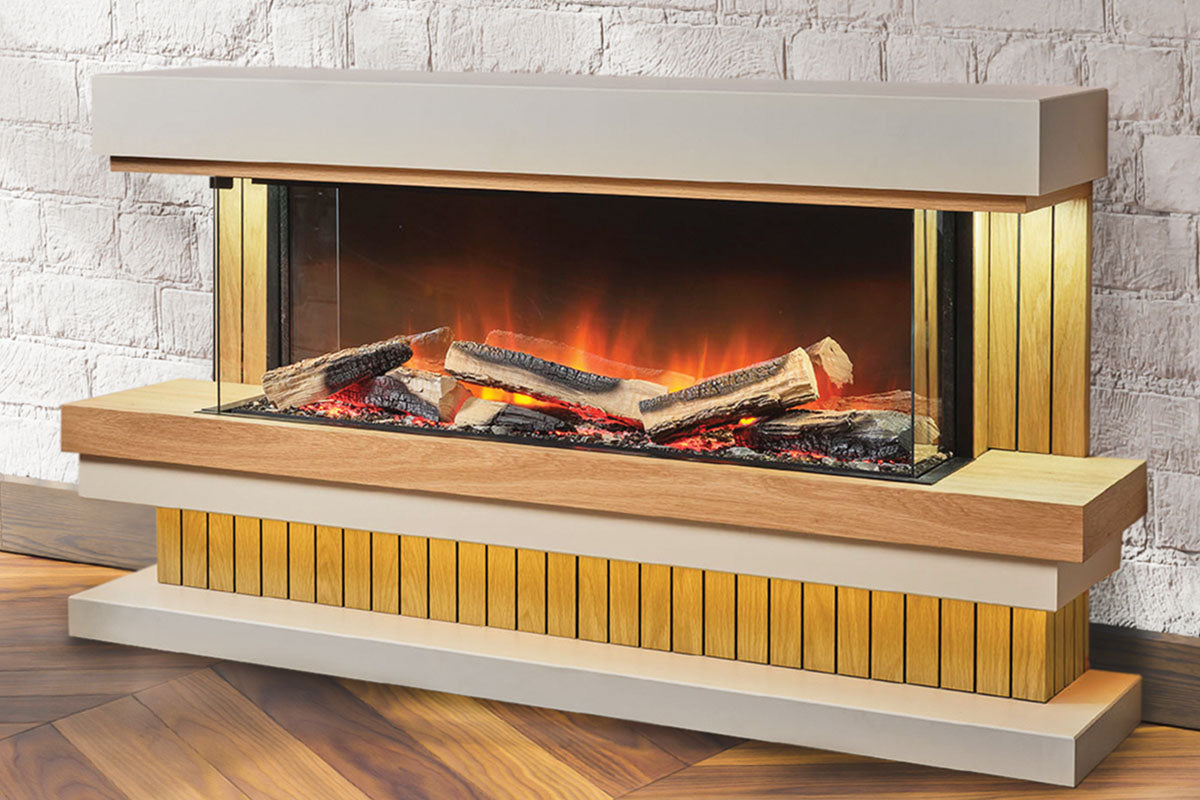 Flamerite Fires Elara 52" e-FX Electric Fireplace Freestanding Suite with Base