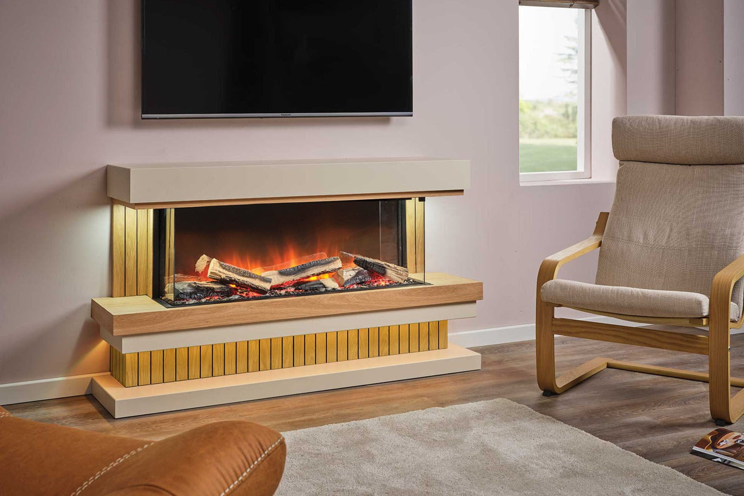 Flamerite Fires Elara 52" e-FX Electric Fireplace Freestanding Suite with Base