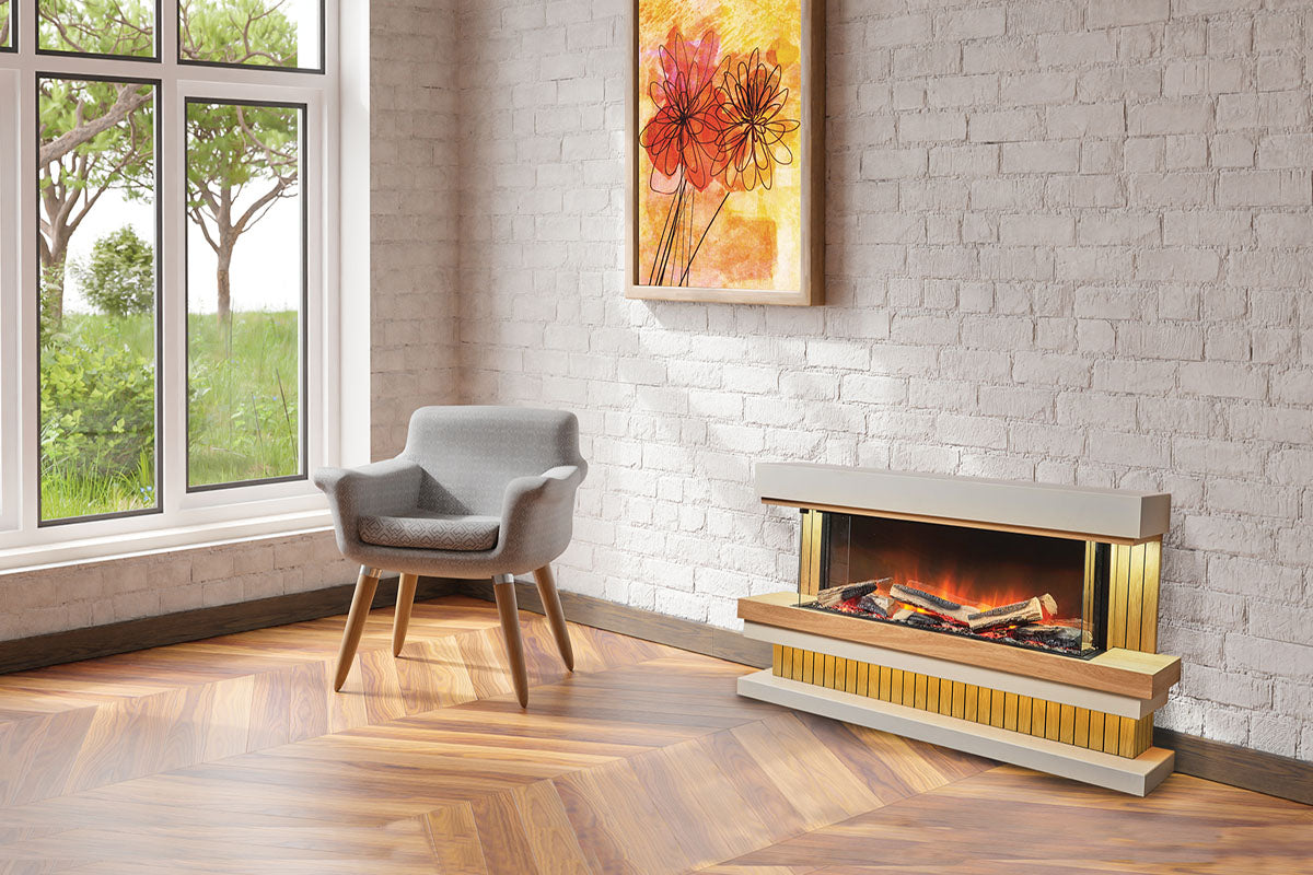 Flamerite Fires Elara 52" e-FX Electric Fireplace Freestanding Suite with Base