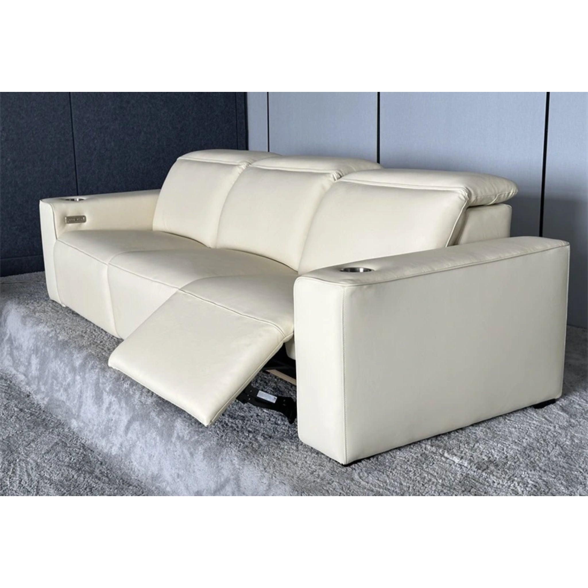 Linsen Seating LS‑6112 Leather Home Theater Sofa with Power Headrest