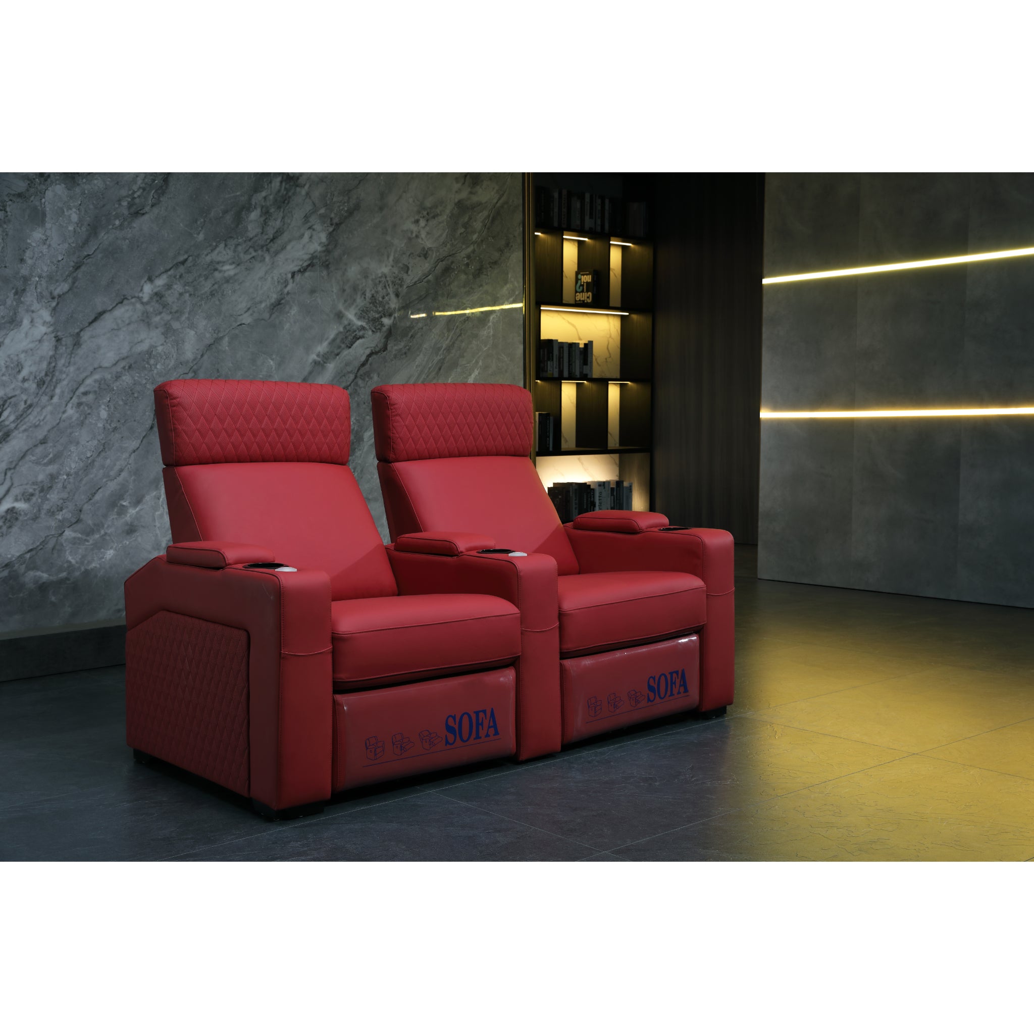 Linsen Seating LS-6102 Red Leather Electric Theater Recliner