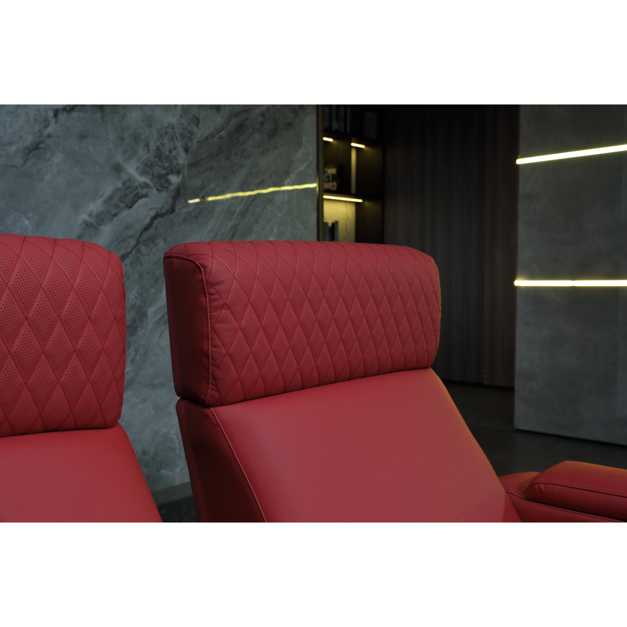 Linsen Seating LS-6102 Red Leather Electric Theater Recliner