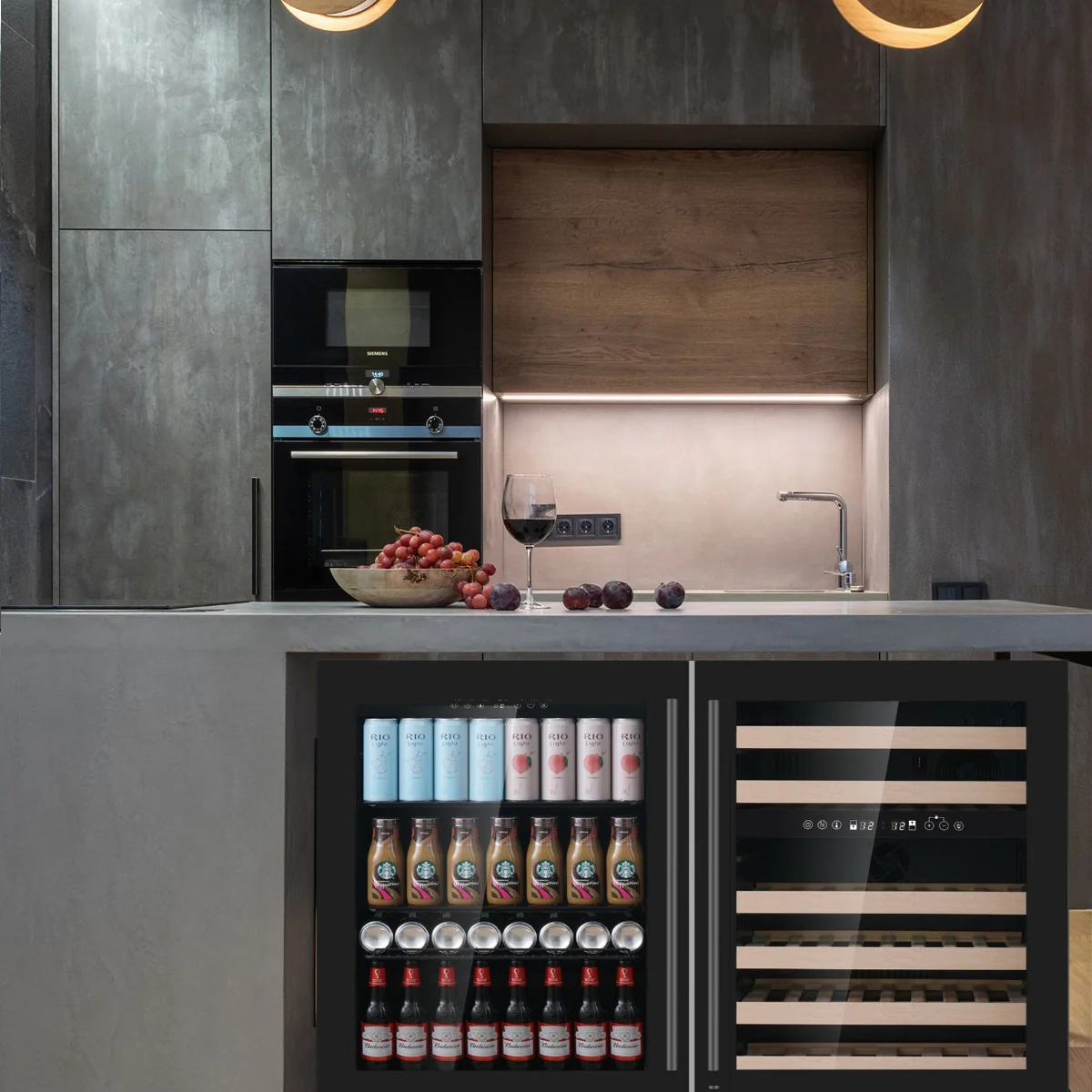 KingsBottle 48" Ultimate Under-Bench Wine & Bar Refrigerator Combo (3-Zone Cooling)