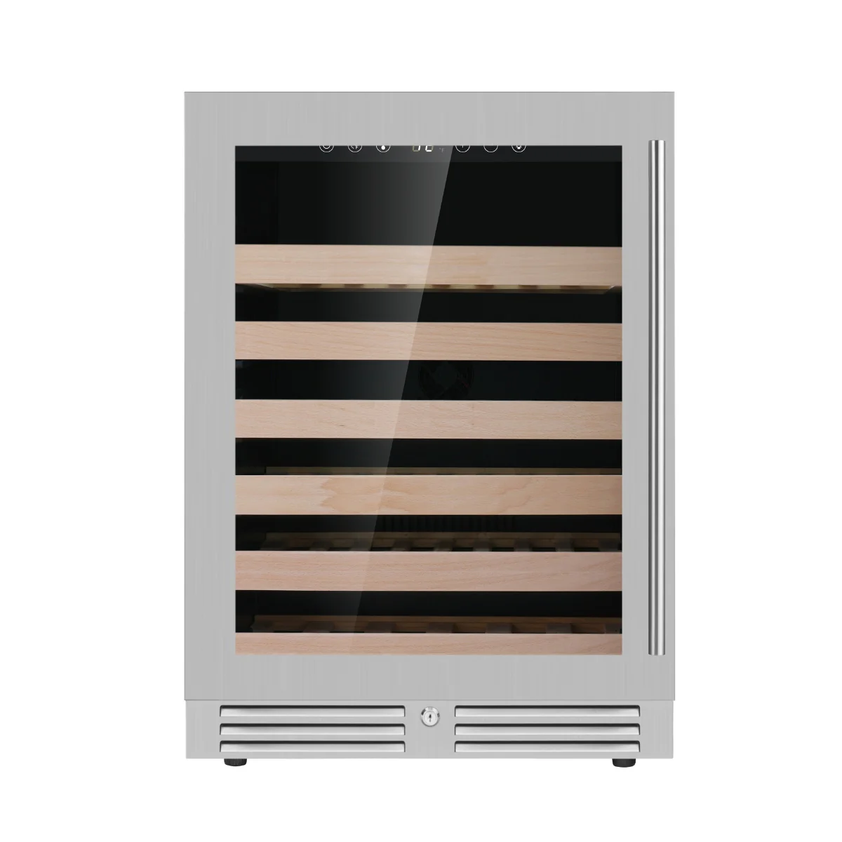 KingsBottle 24″ Under‑Counter Single‑Zone Wine Cooler with Low‑E Glass Door