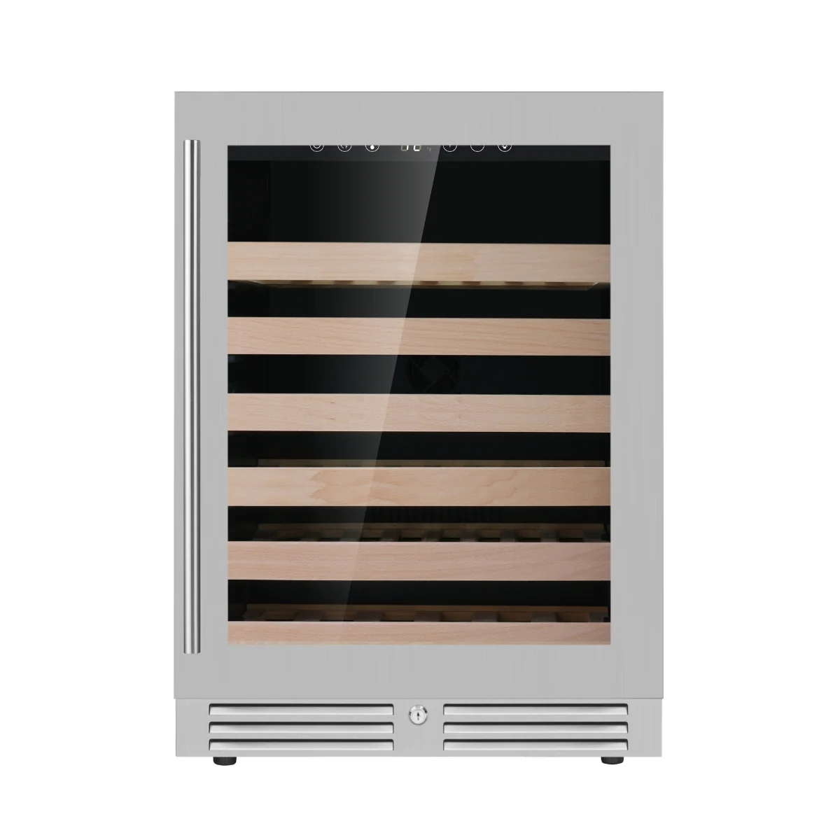 KingsBottle 24″ Under‑Counter Single‑Zone Wine Cooler with Low‑E Glass Door