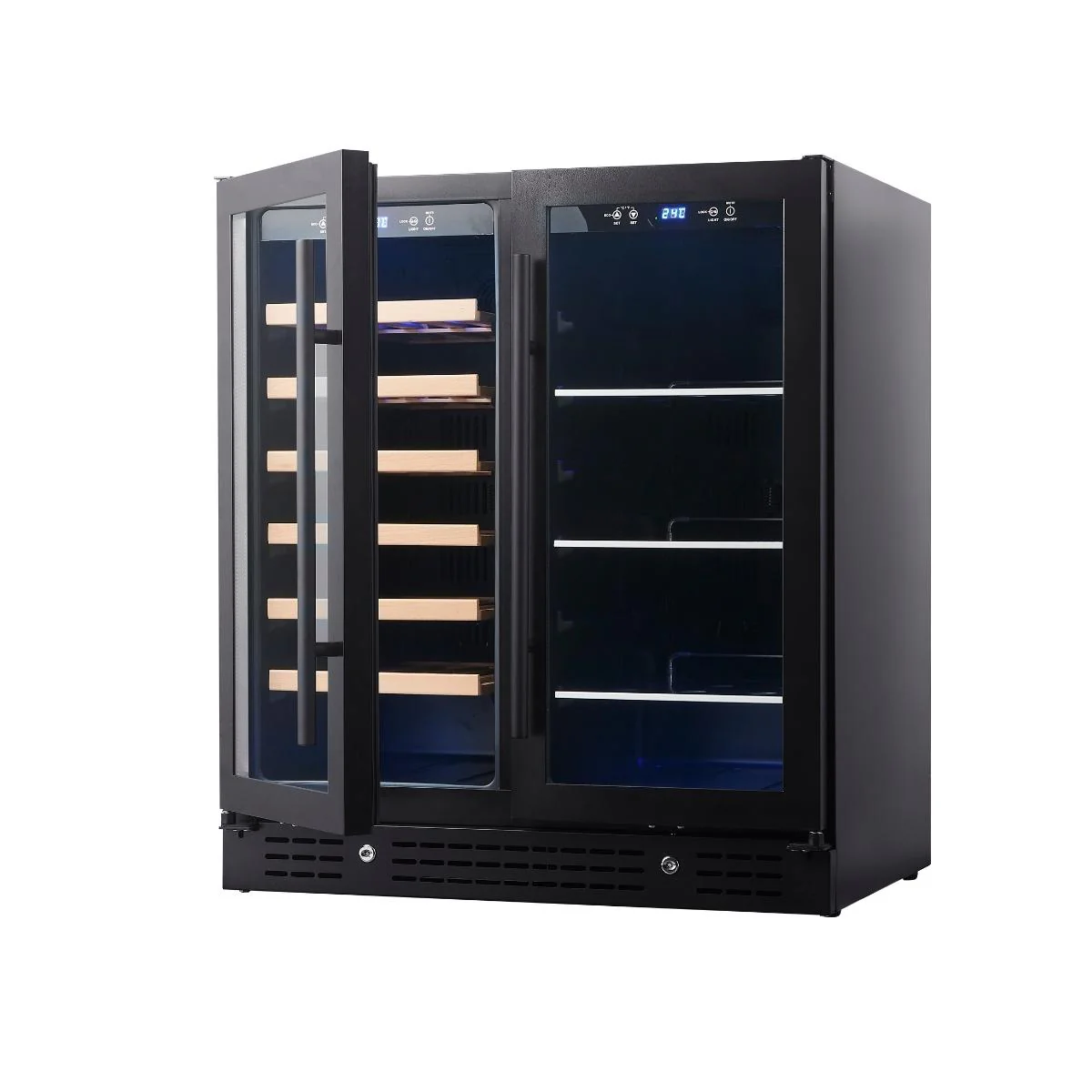 KingsBottle 30" Beer & Wine Cooler Combo – Dual Zone, Low-E Glass Door
