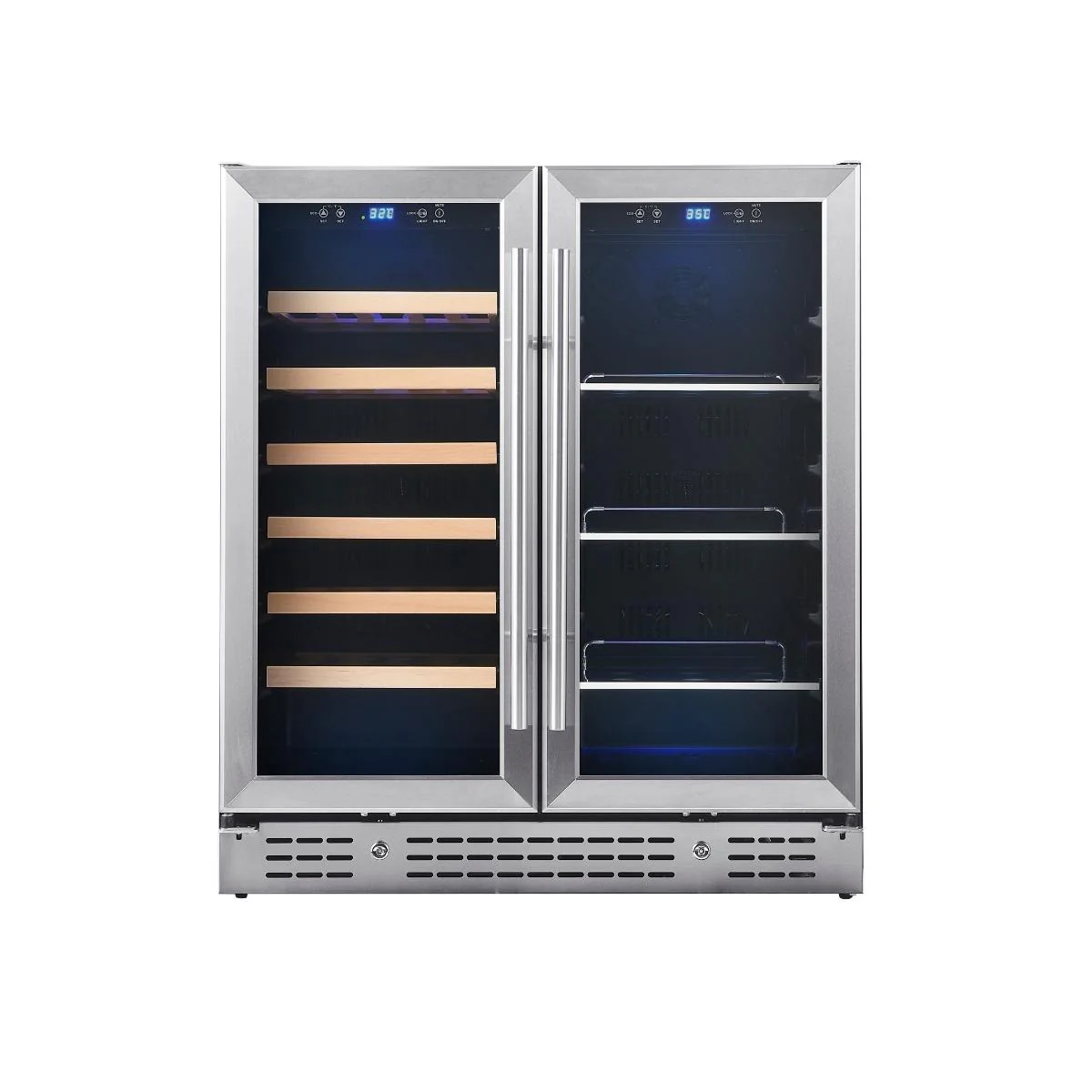 KingsBottle 30" Beer & Wine Cooler Combo – Dual Zone, Low-E Glass Door