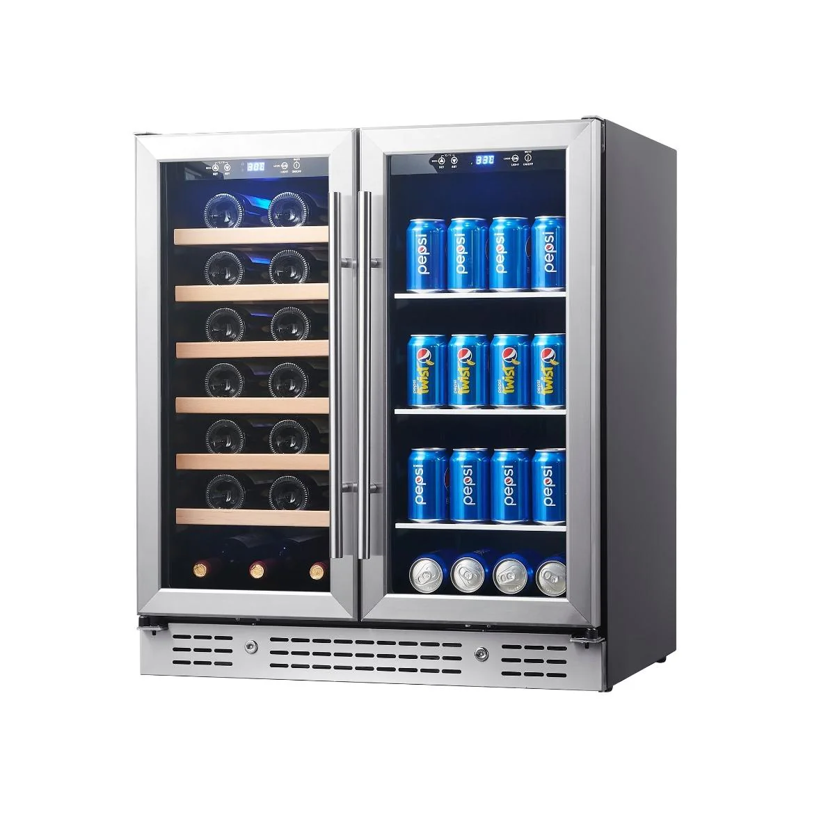 KingsBottle 30" Beer & Wine Cooler Combo – Dual Zone, Low-E Glass Door