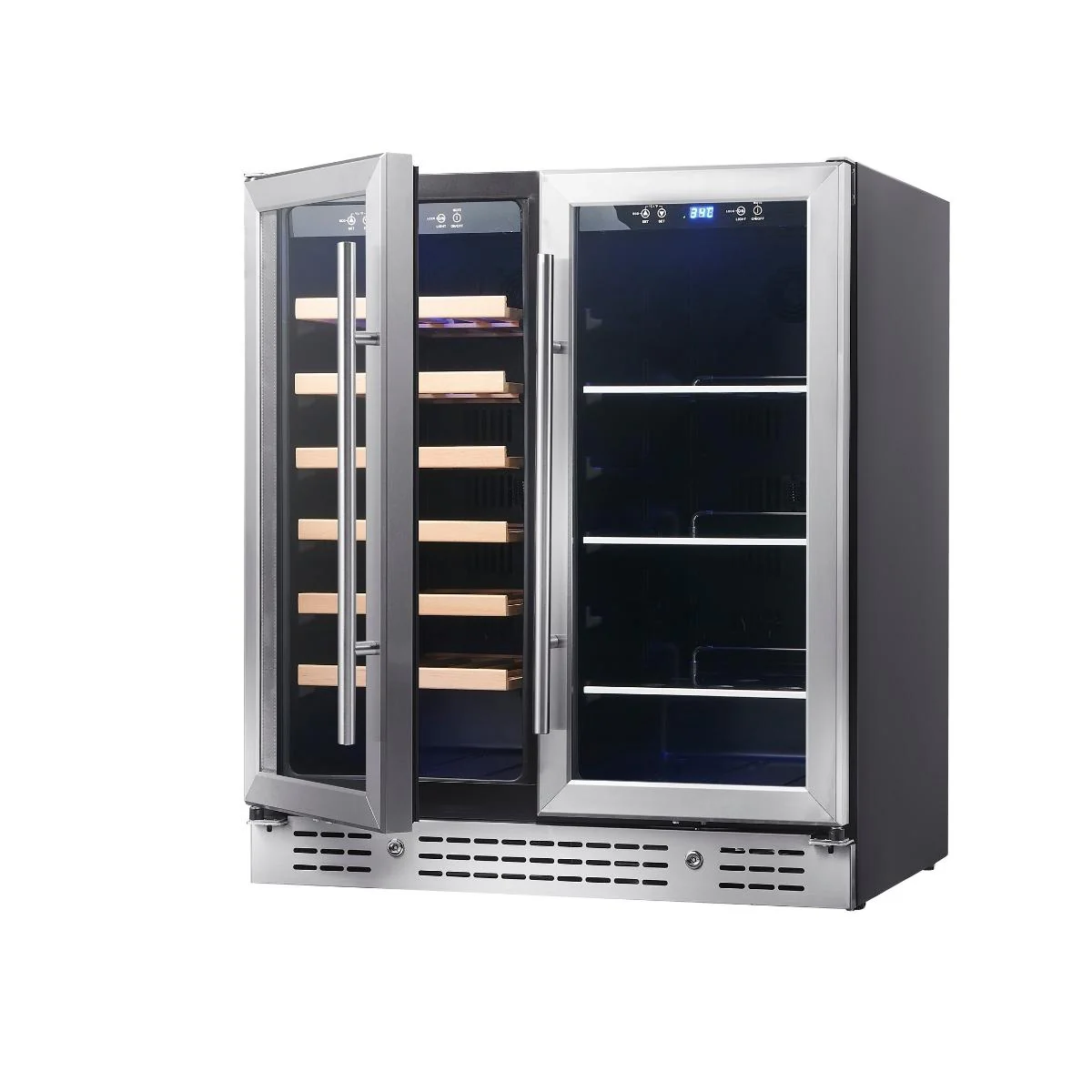 KingsBottle 30" Beer & Wine Cooler Combo – Dual Zone, Low-E Glass Door