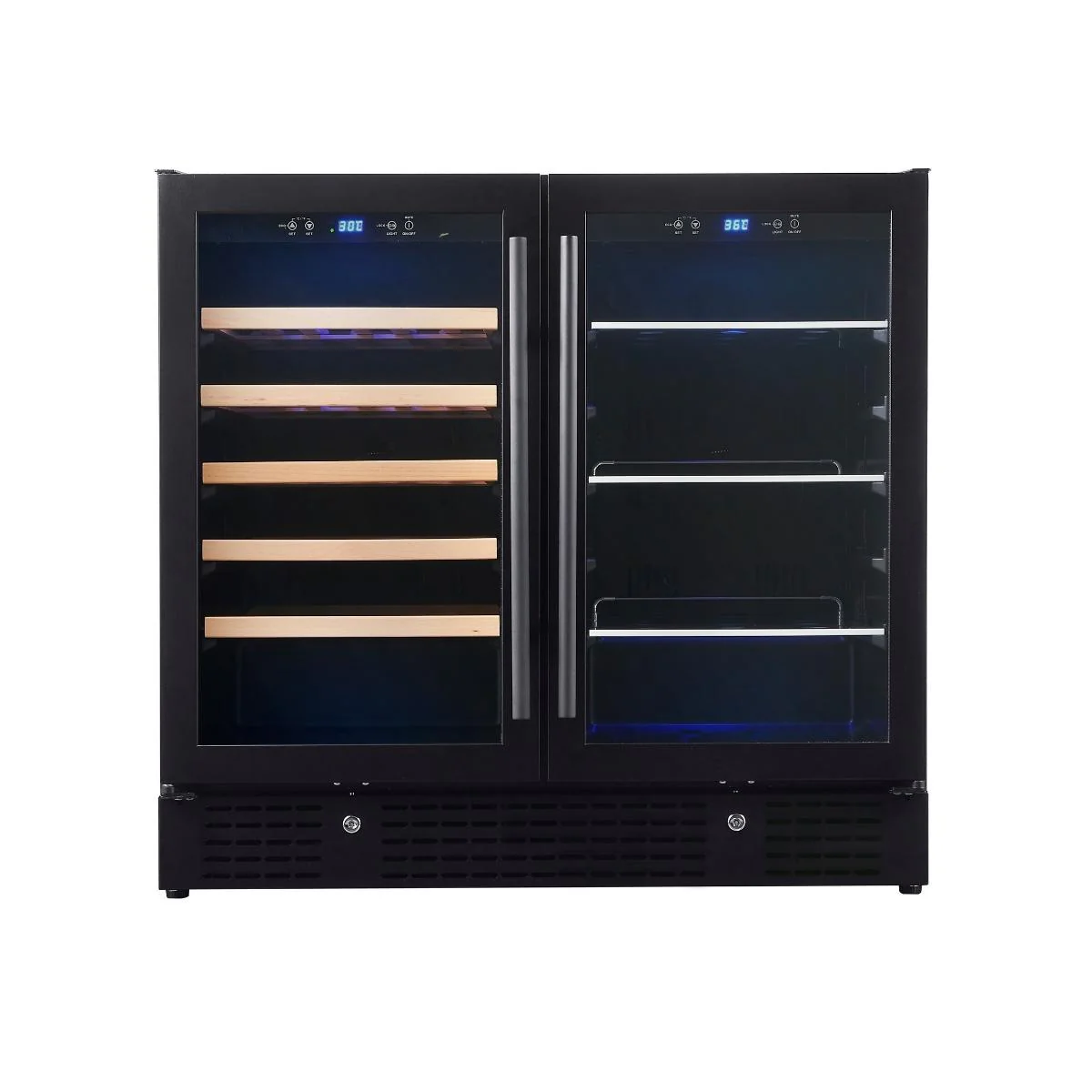 KingsBottle 36-Inch Beer and Wine Cooler Combo – Dual Zone, Premium Glass Door