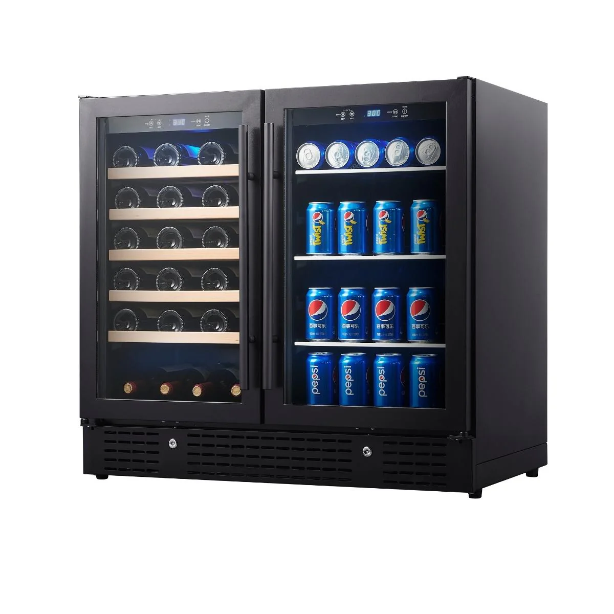 KingsBottle 36-Inch Beer and Wine Cooler Combo – Dual Zone, Premium Glass Door