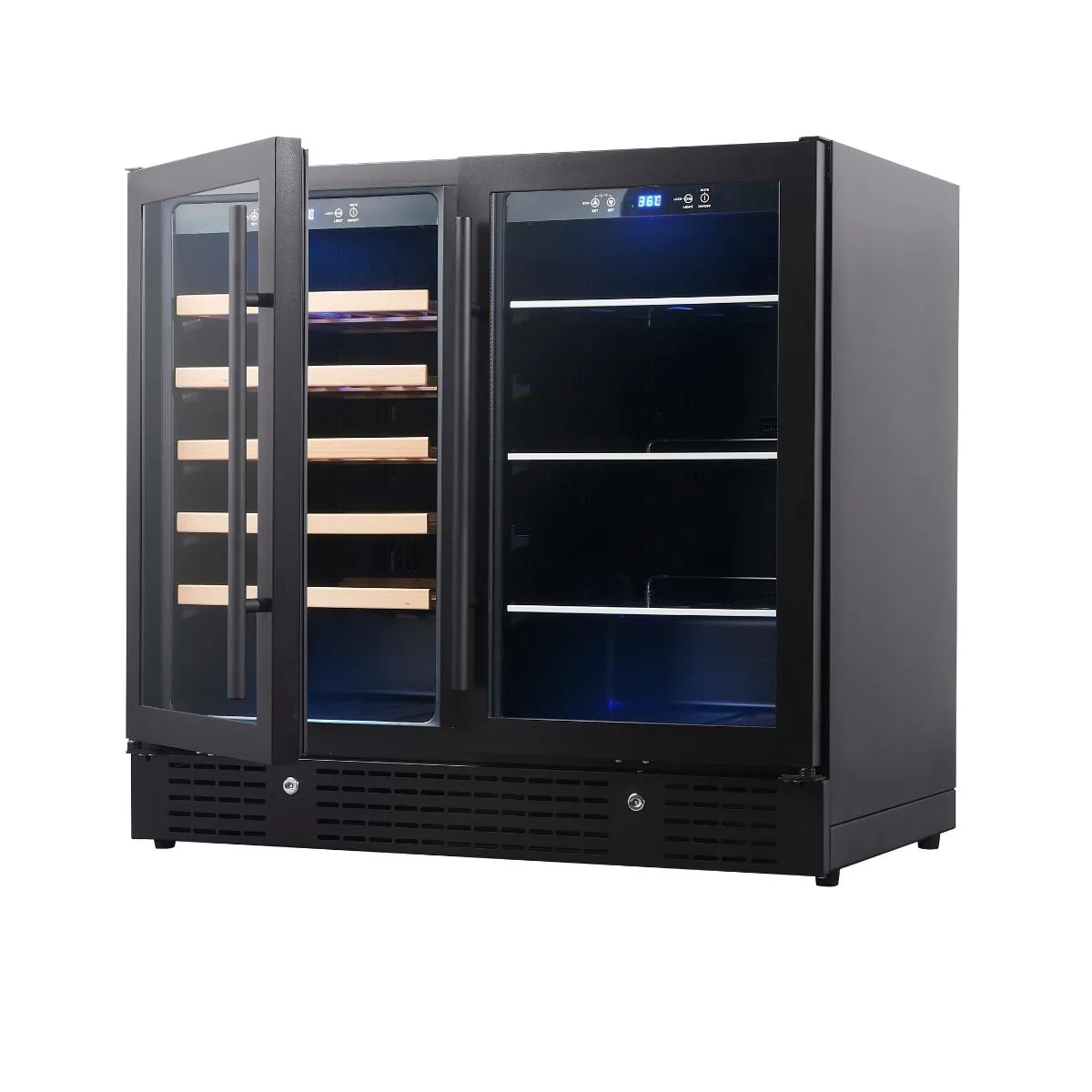 KingsBottle 36-Inch Beer and Wine Cooler Combo – Dual Zone, Premium Glass Door