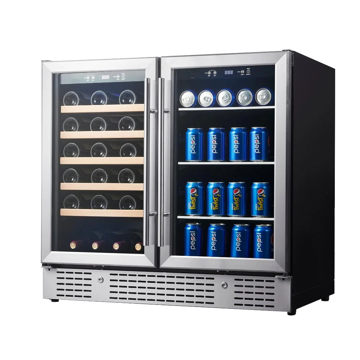 KingsBottle 36-Inch Beer and Wine Cooler Combo – Dual Zone, Premium Glass Door