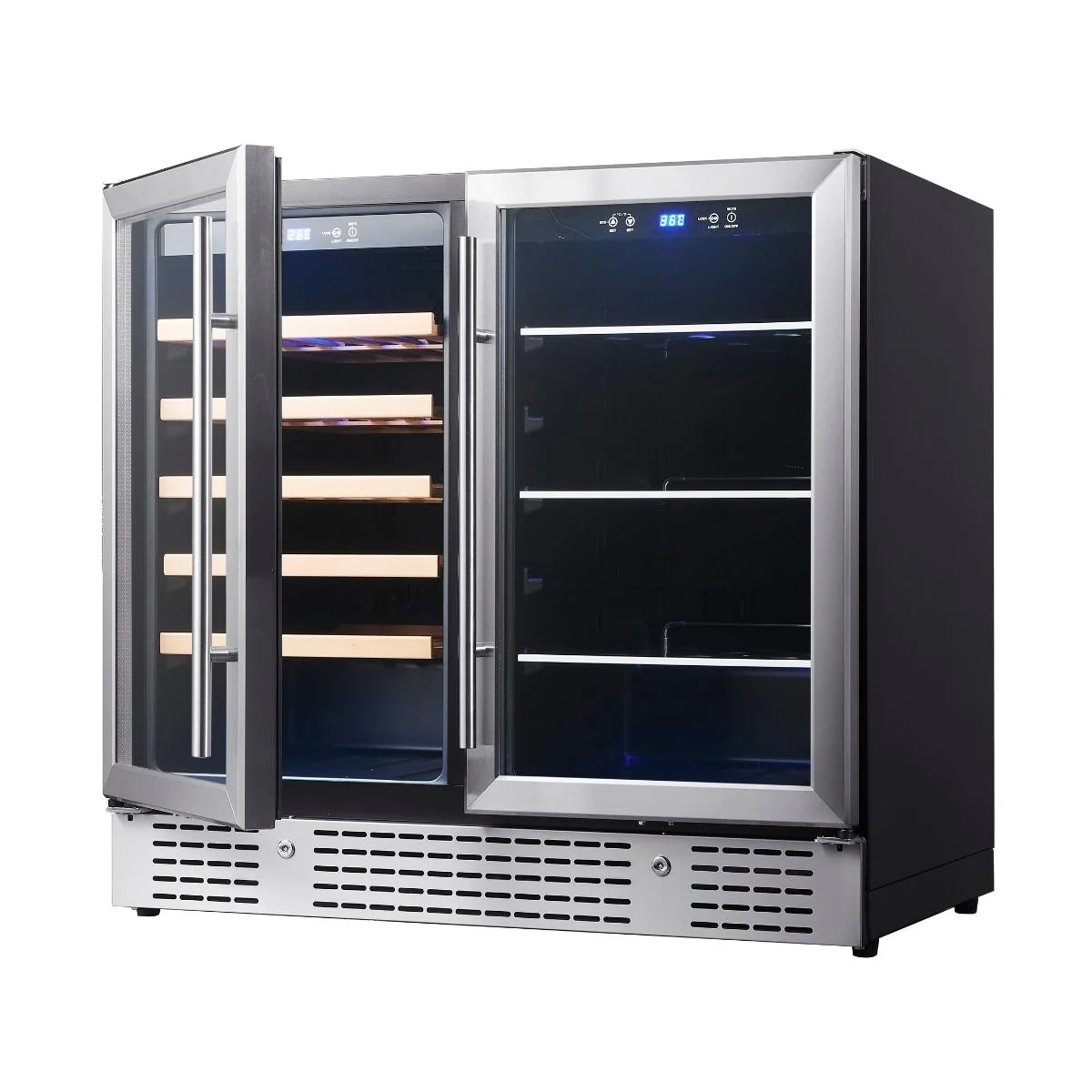 KingsBottle 36-Inch Beer and Wine Cooler Combo – Dual Zone, Premium Glass Door