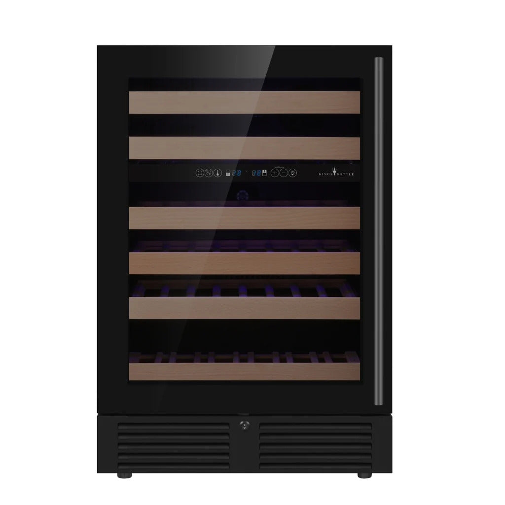 KingsBottle 24‑Inch Dual‑Zone Under‑Counter Wine Cooler with Low‑E Glass Door