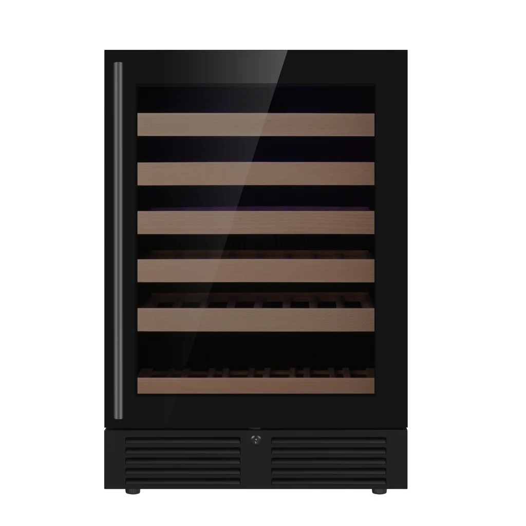 KingsBottle 24″ Under‑Counter Single‑Zone Wine Cooler with Low‑E Glass Door