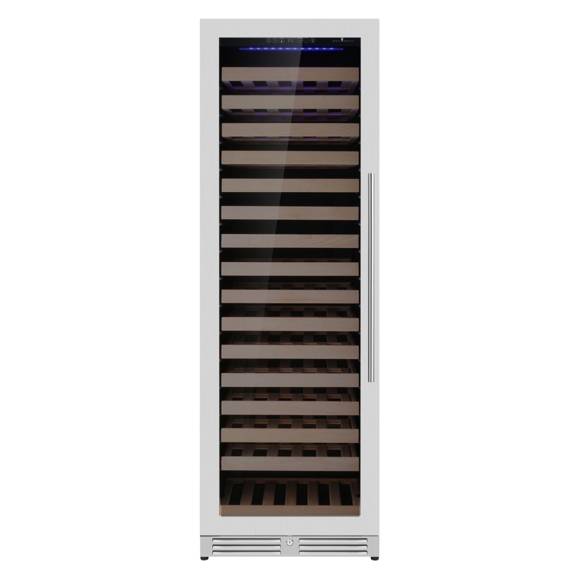KingsBottle Upright Single‑Zone Large Wine Cooler with Low‑E Glass Door