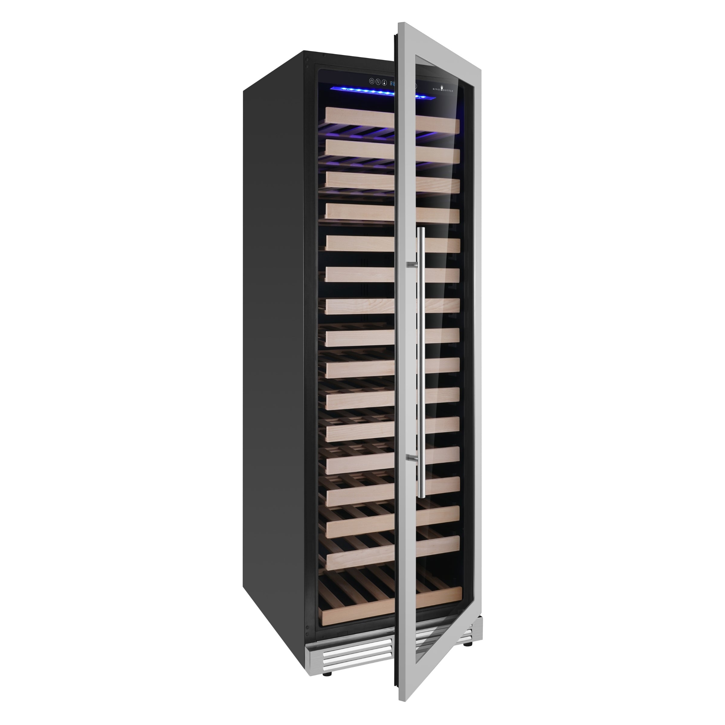 KingsBottle Upright Single‑Zone Large Wine Cooler with Low‑E Glass Door