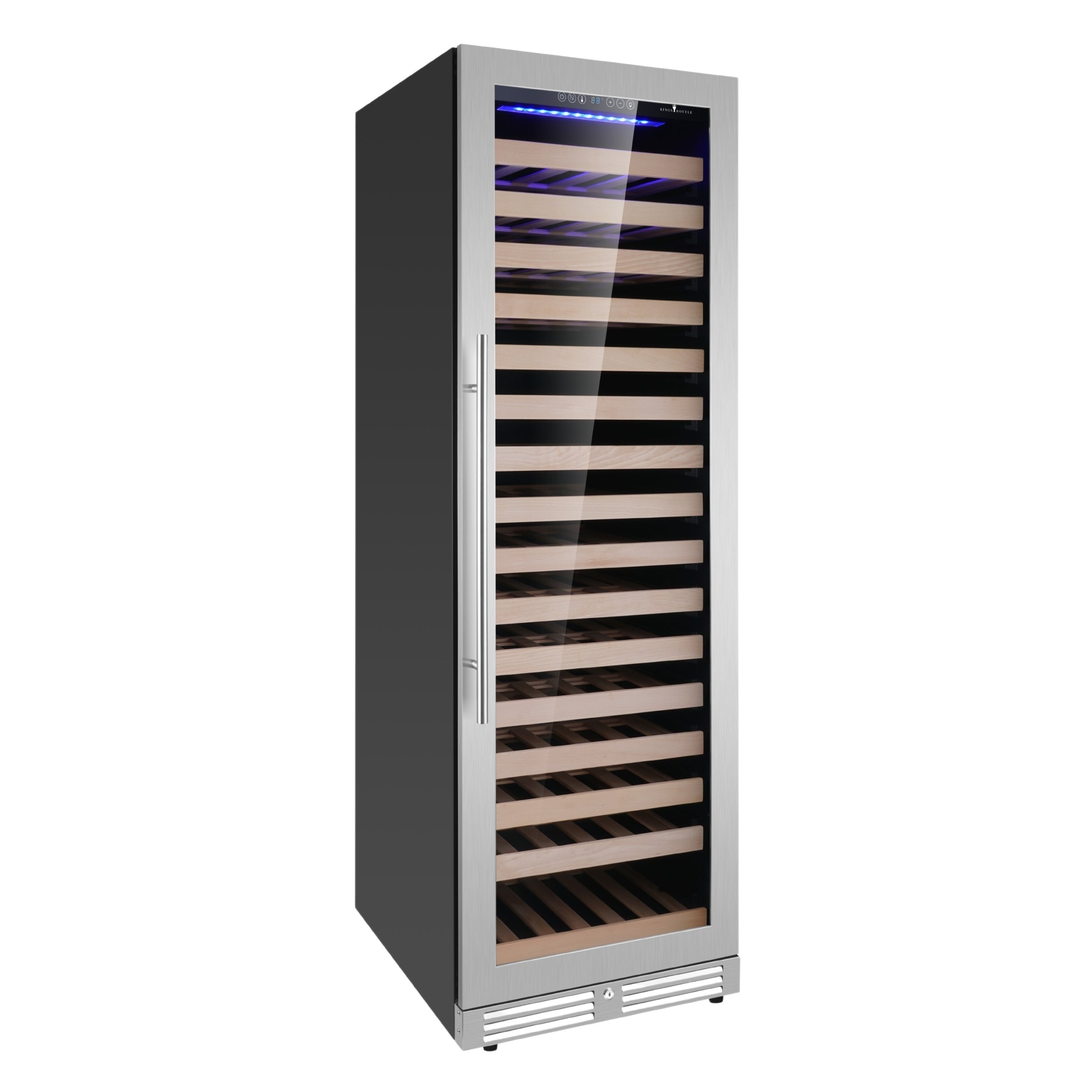 KingsBottle Upright Single‑Zone Large Wine Cooler with Low‑E Glass Door