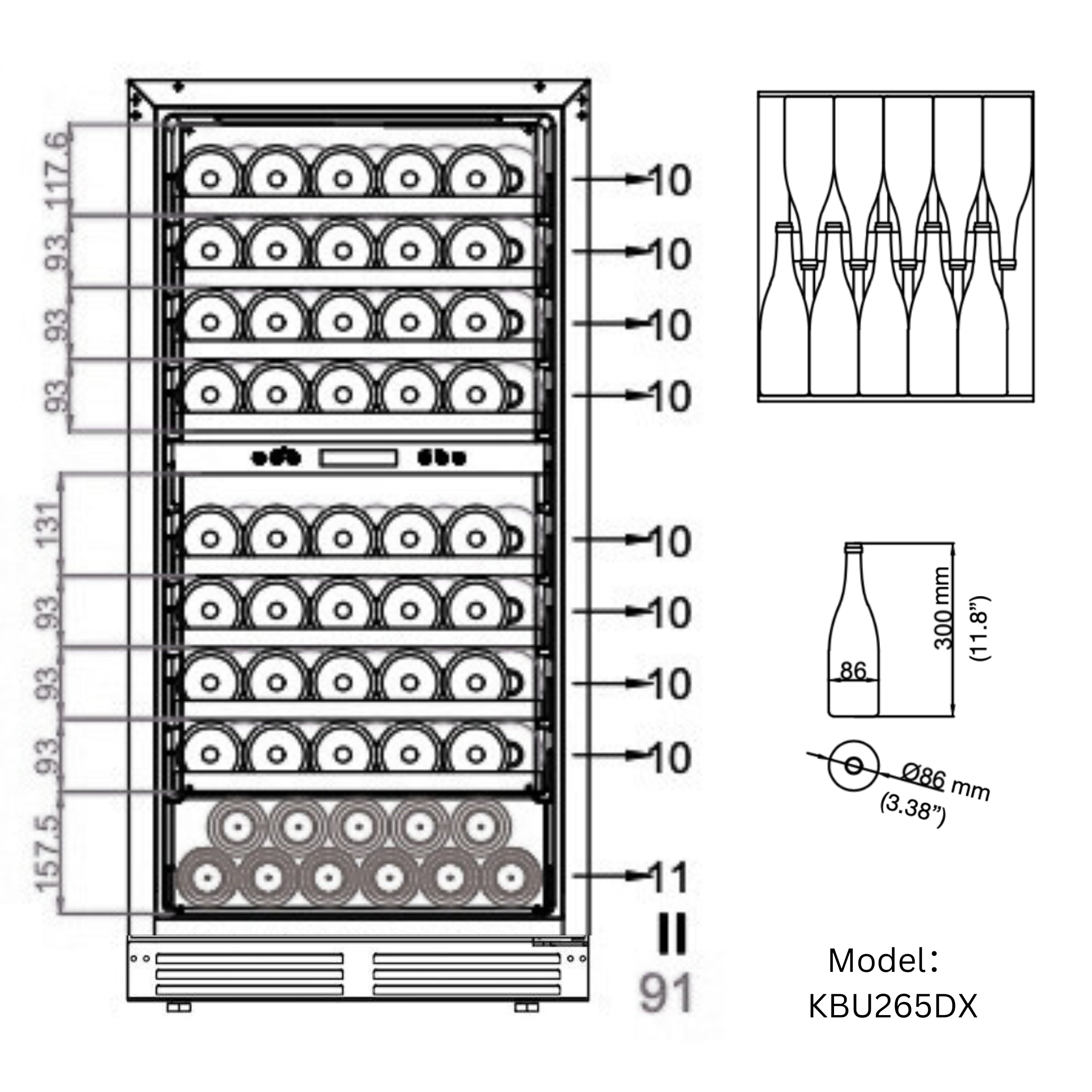 KingsBottle 47‑Inch Dual‑Zone Wine Cooler with Low‑E Glass Door
