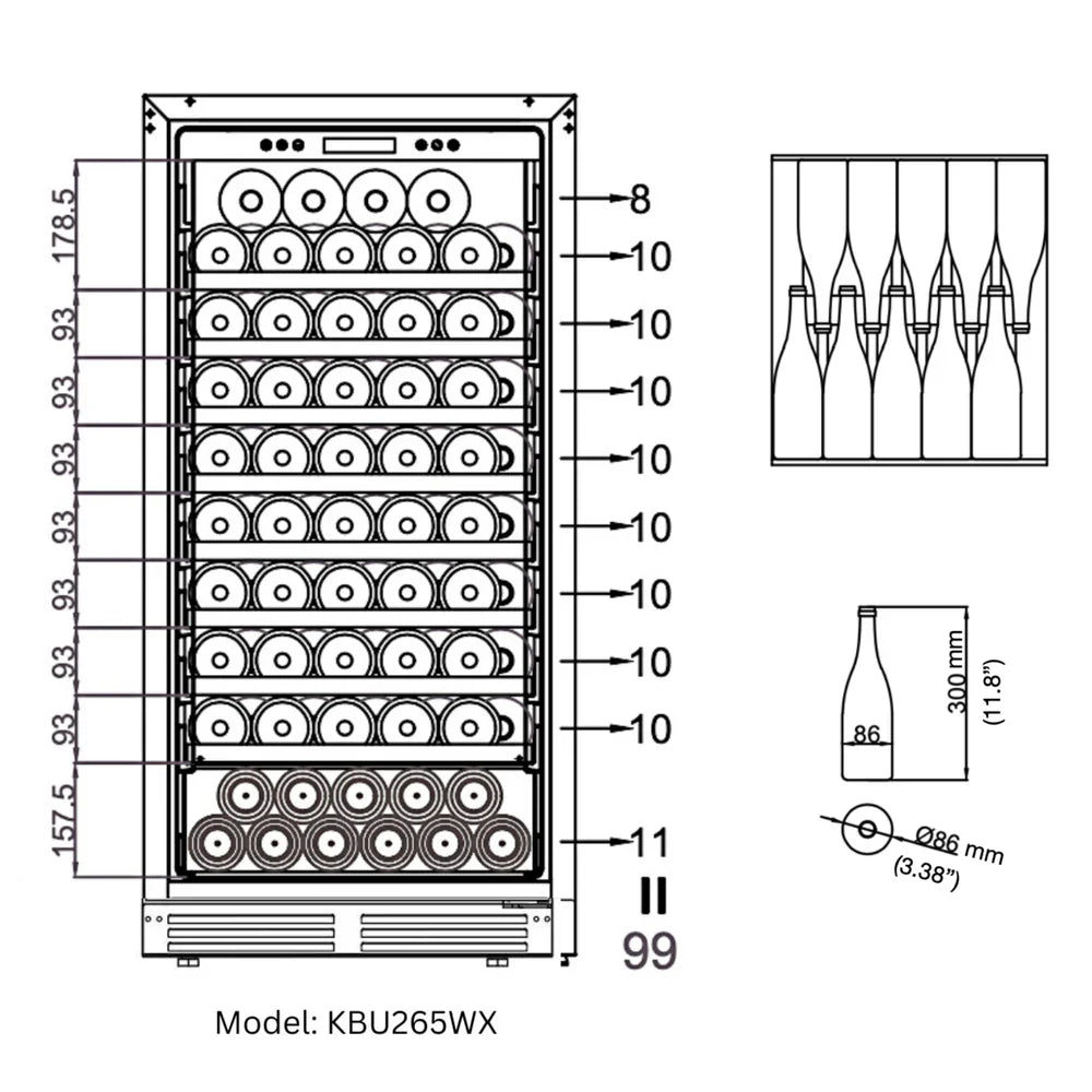KingsBottle 47″ Upright Dual-Zone Wine & Beverage Refrigerator