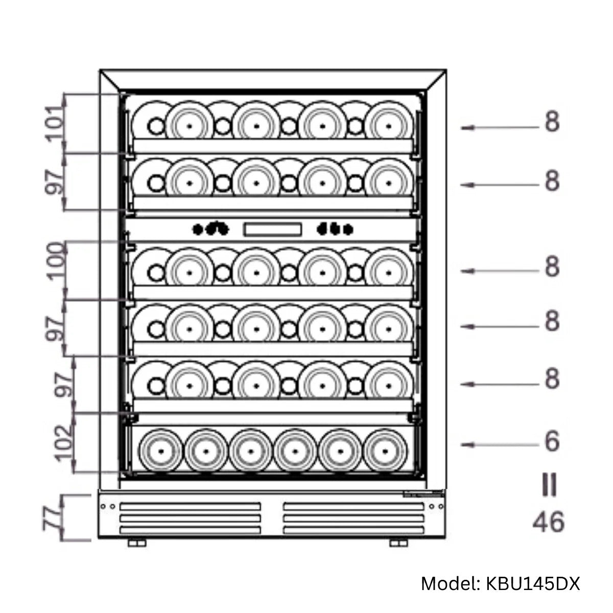 KingsBottle 24‑Inch Dual‑Zone Under‑Counter Wine Cooler with Low‑E Glass Door