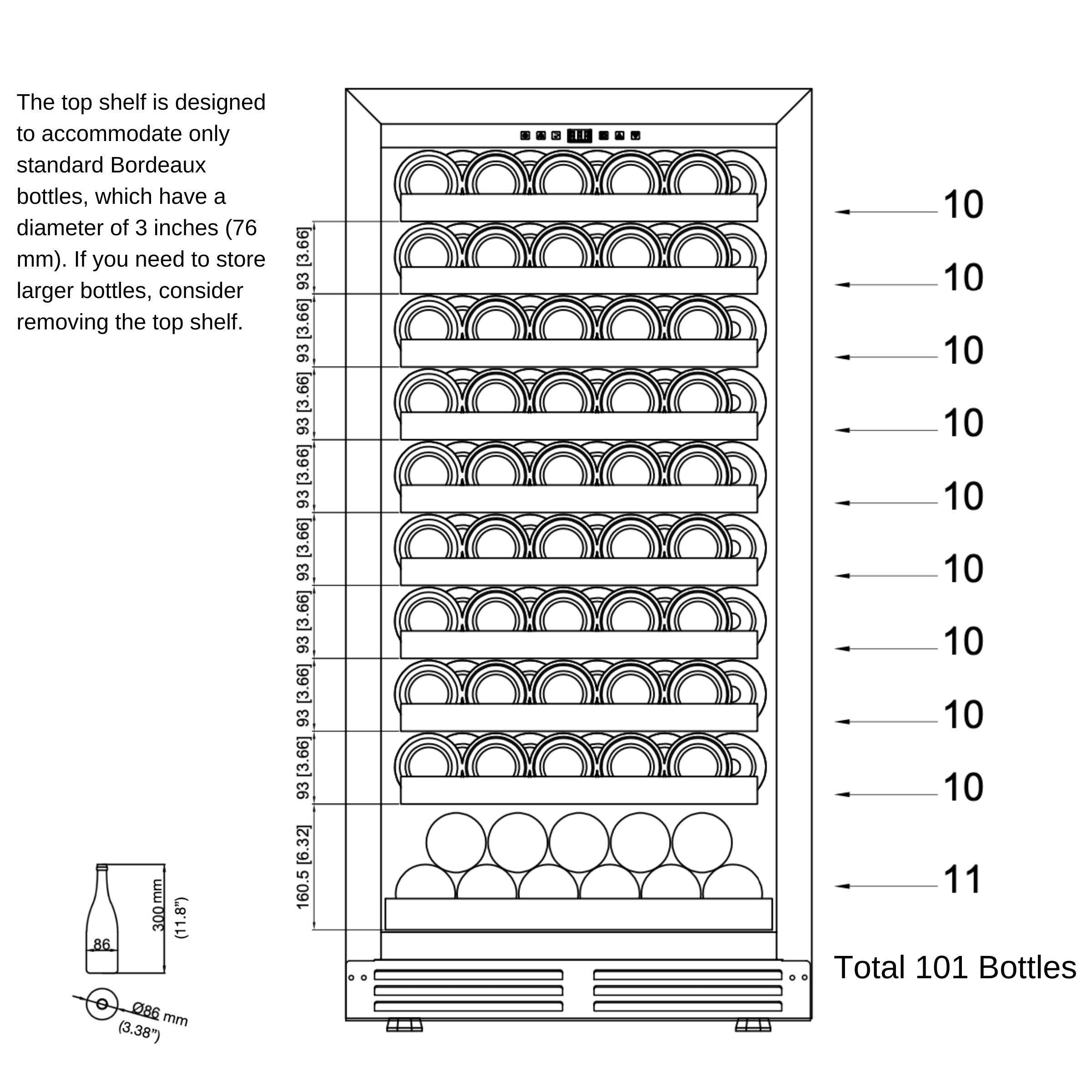 KingsBottle 47‑Inch Height Single‑Zone Wine Cooler with Low‑E Glass Door