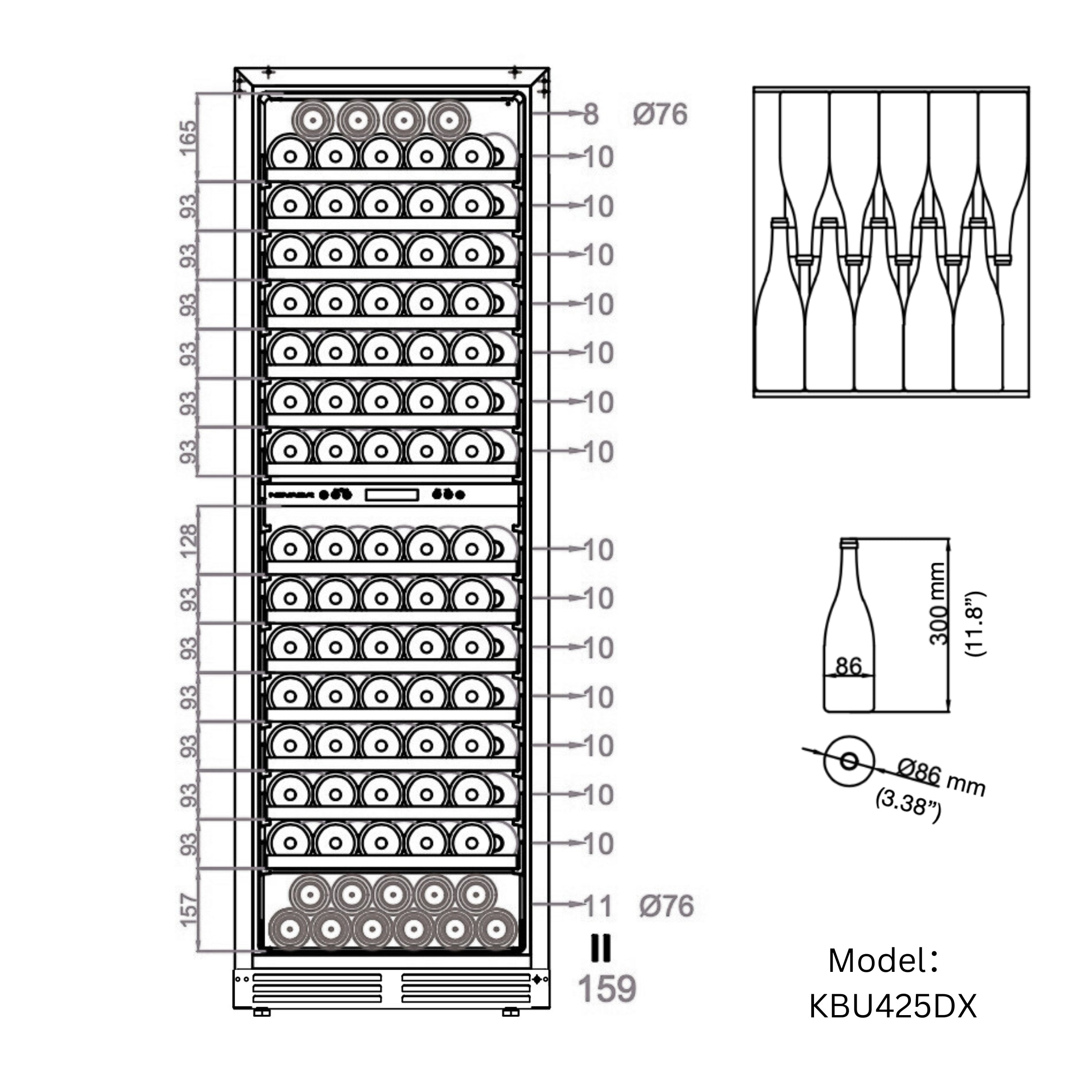 KingsBottle Upright Dual‑Zone Large Wine Cooler with Low‑E Glass Door
