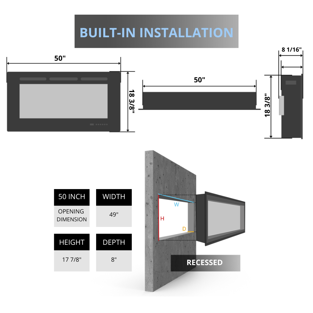 Sustainable Hearth Optic 50-Inch Linear See-Through Electric Fireplace (SH-FP-OPT-50)