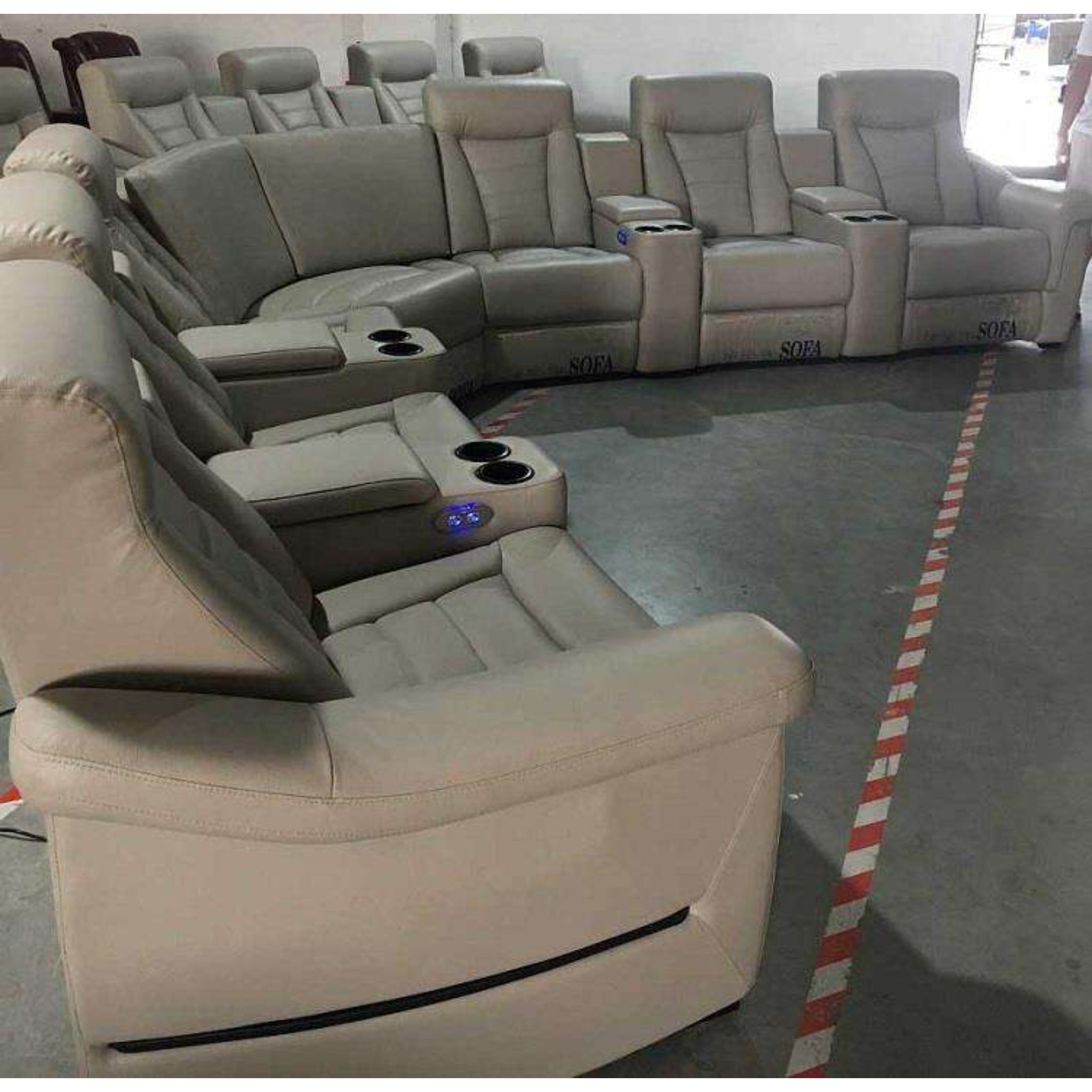 Linsen Seating LS‑876 Curved Home Theater Seating with Console