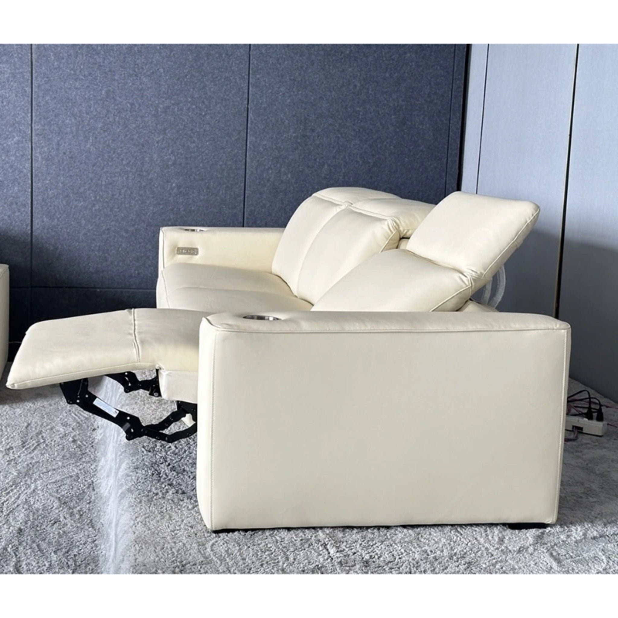 Linsen Seating LS‑6112 Leather Home Theater Sofa with Power Headrest