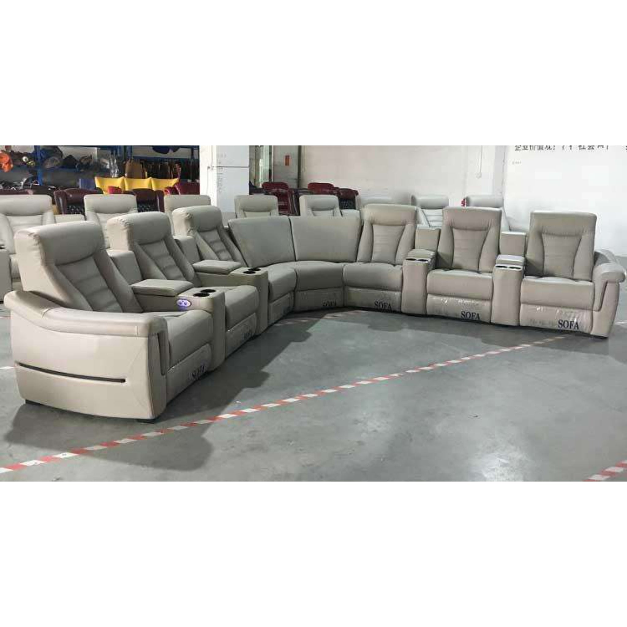 Linsen Seating LS‑876 Curved Home Theater Seating with Console