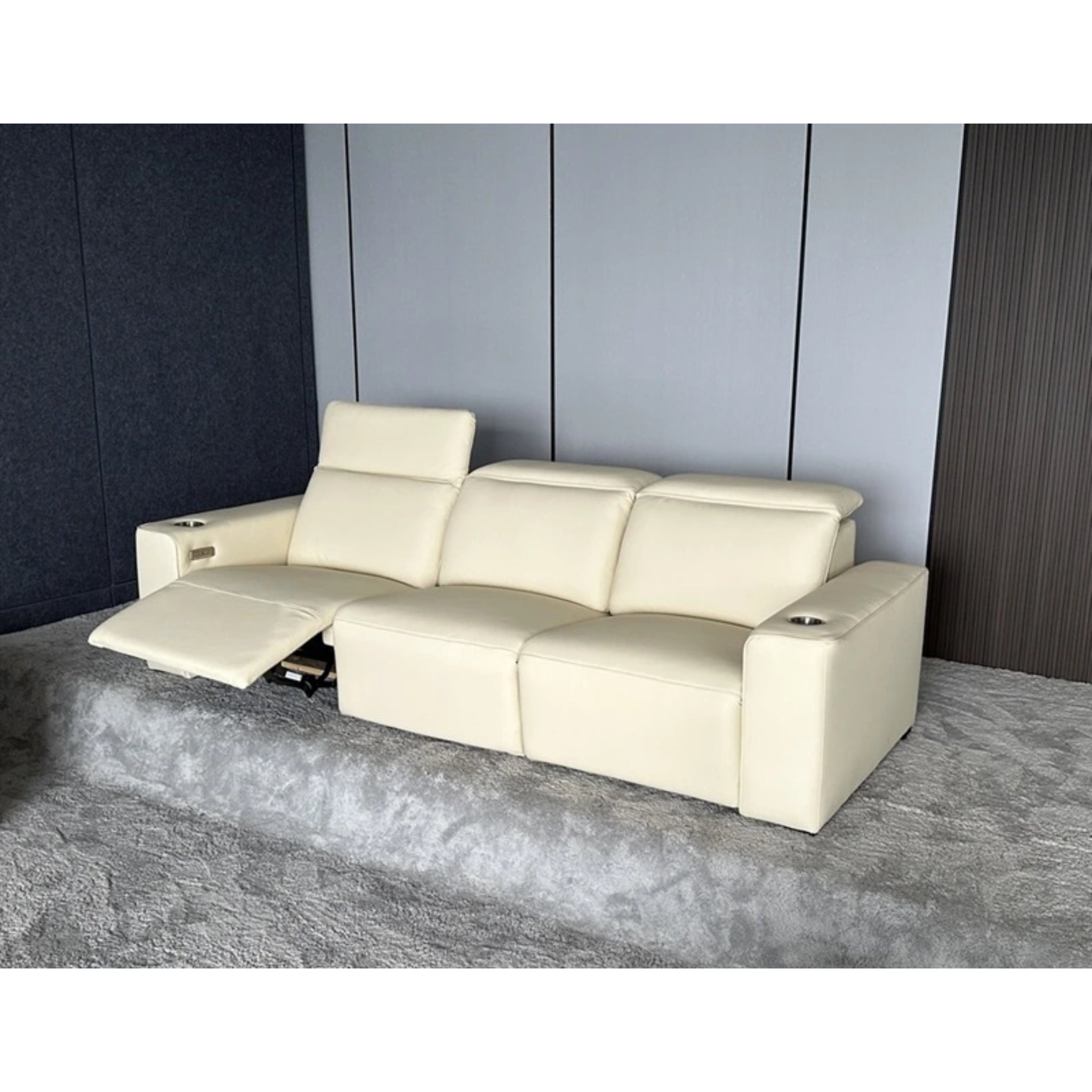 Linsen Seating LS‑6112 Leather Home Theater Sofa with Power Headrest