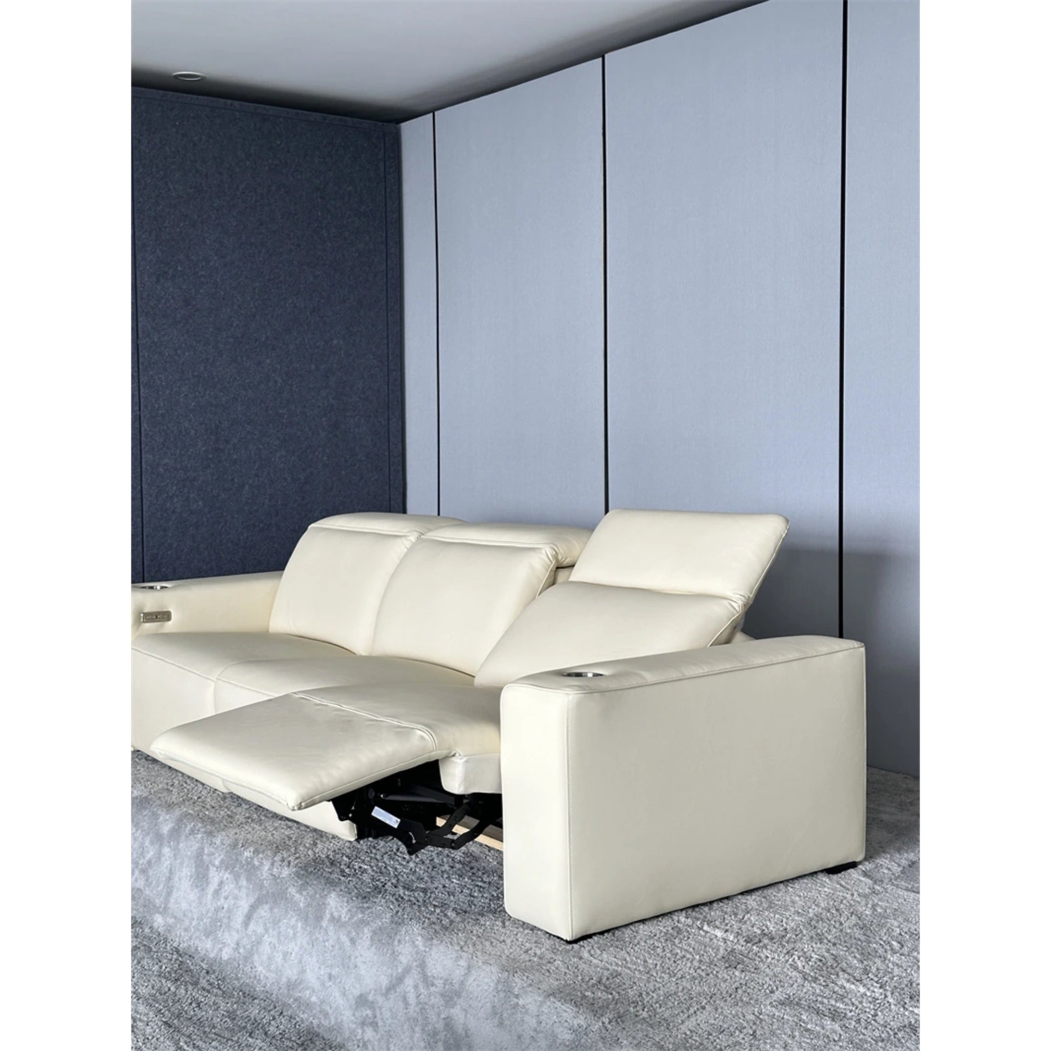 Linsen Seating LS‑6112 Leather Home Theater Sofa with Power Headrest