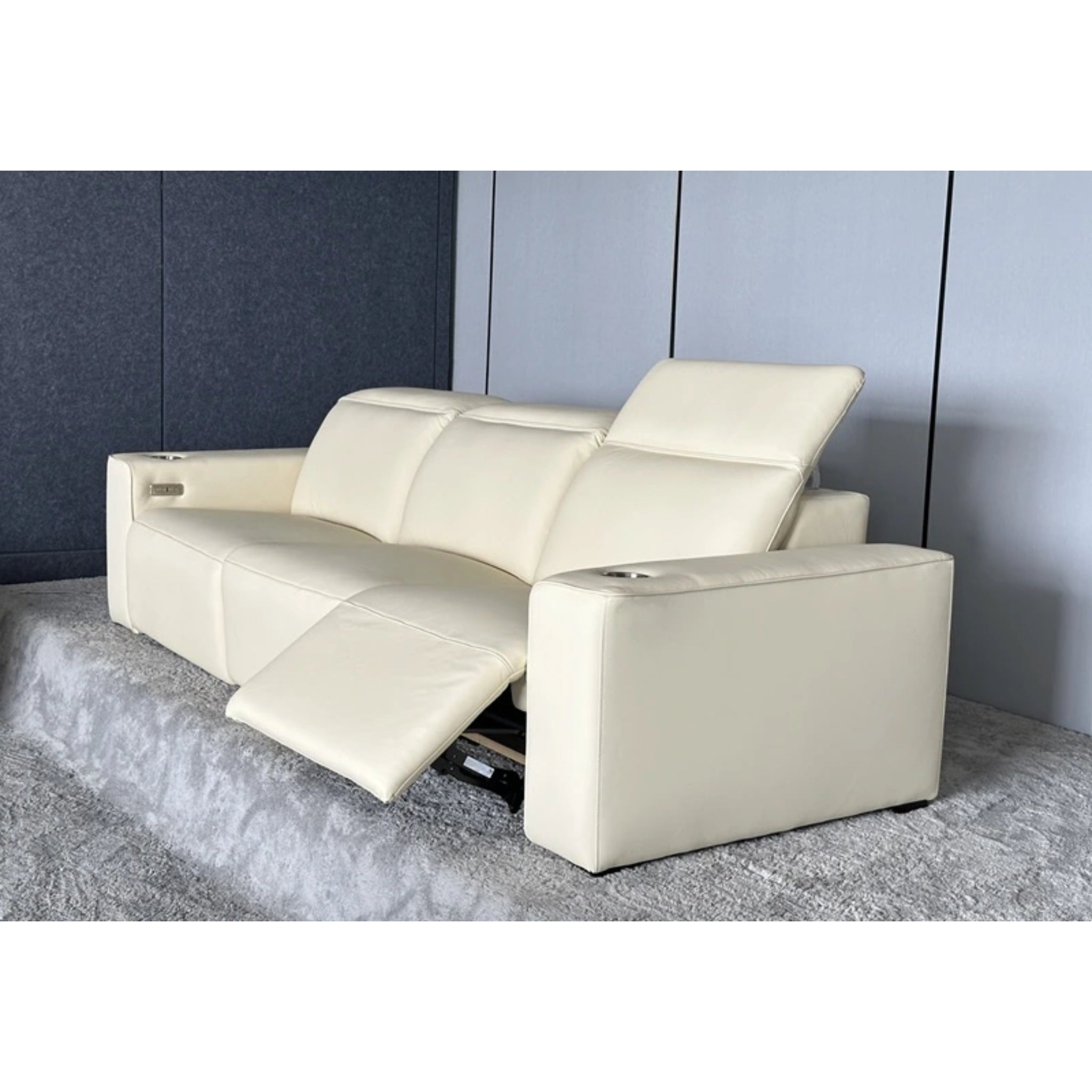 Linsen Seating LS‑6112 Leather Home Theater Sofa with Power Headrest