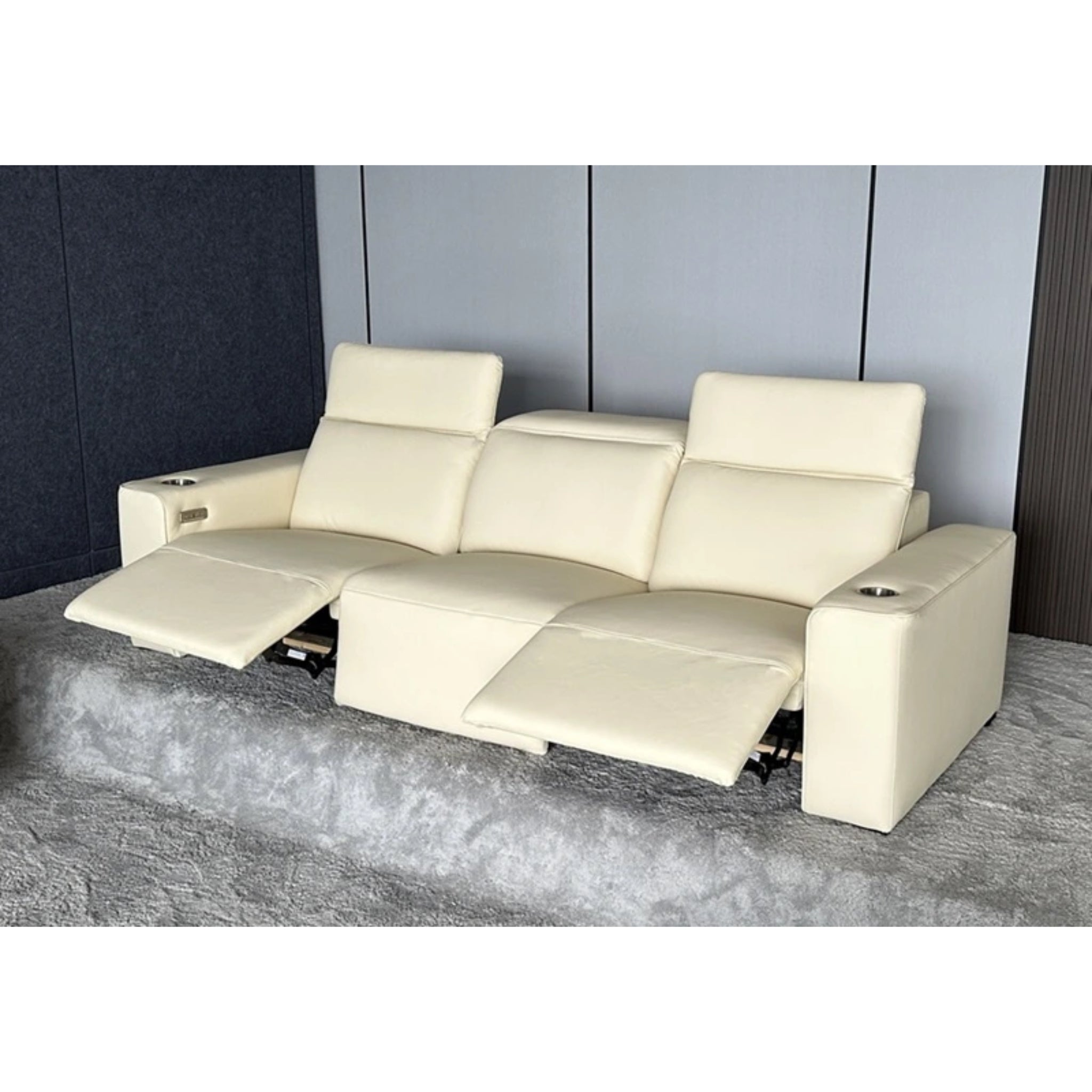 Linsen Seating LS‑6112 Leather Home Theater Sofa with Power Headrest
